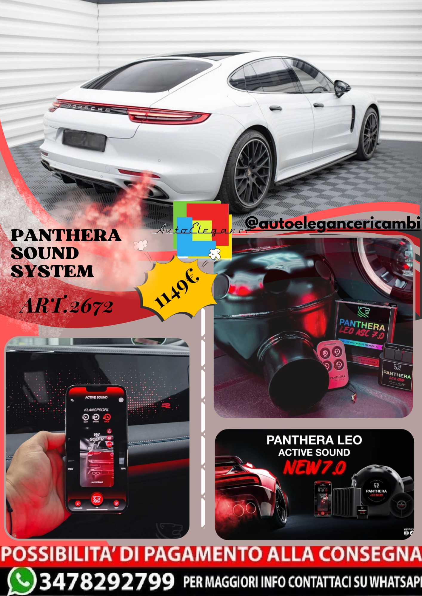 ⭐ART.2672 PANTHERA SOUND SYSTEM ADATTO PER PORSCHE CAYENNE PANAMERA GTS 971⭐