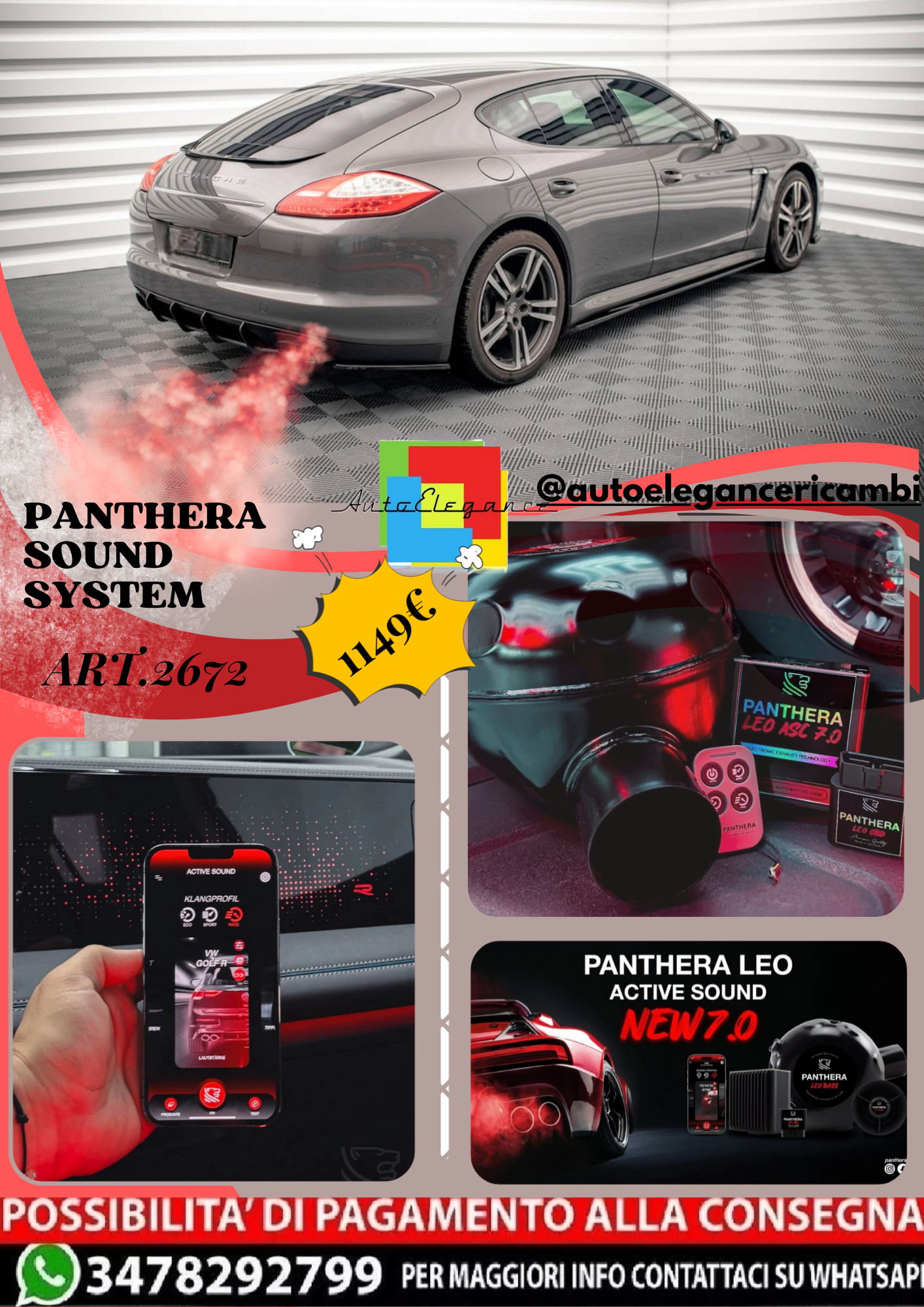 ⭐ART.2672 PANTHERA SOUND SYSTEM ADATTO PER PORSCHE PANAMERA / PANAMERA DIESEL ⭐