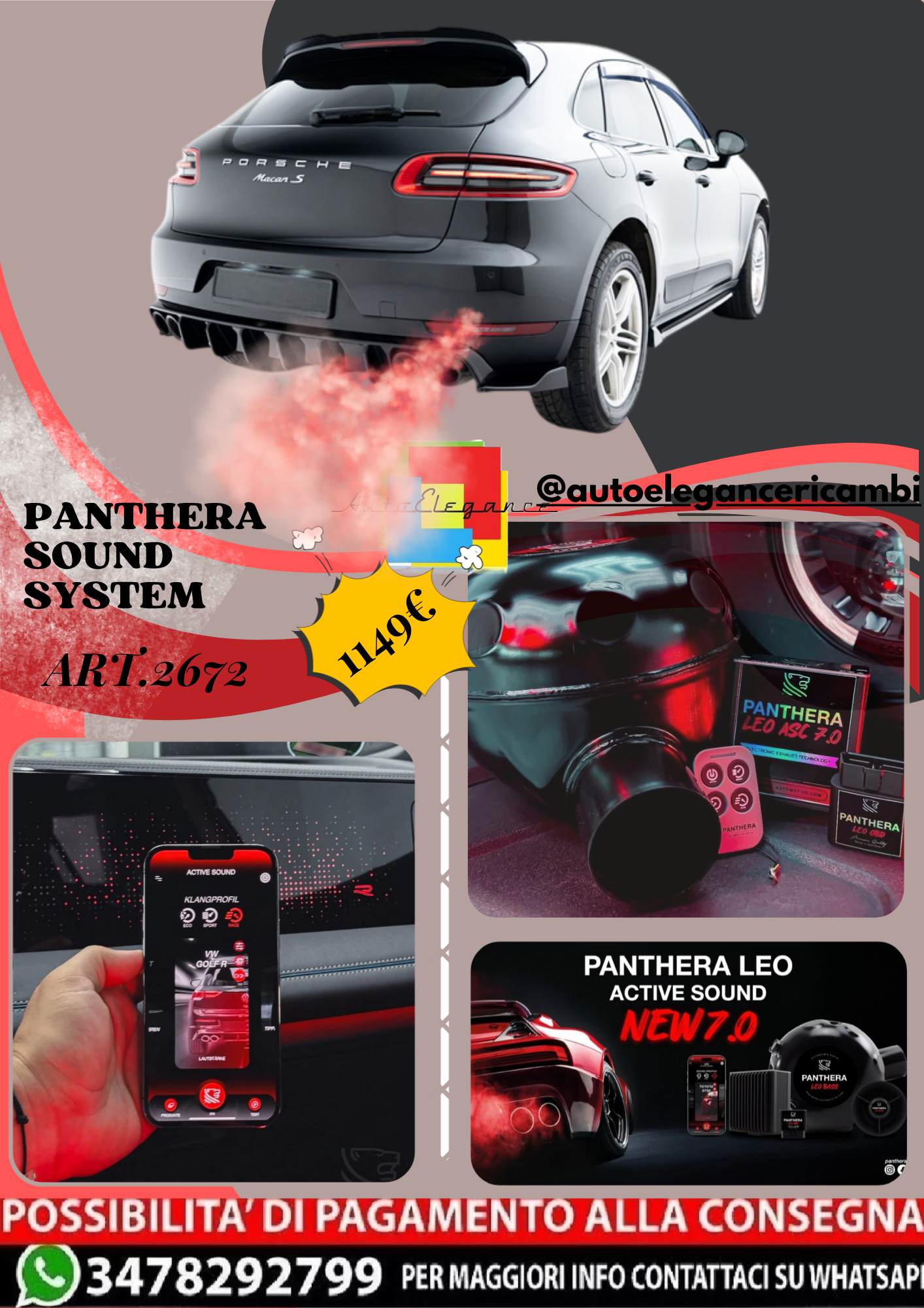 ⭐ART.2672 PANTHERA SOUND SYSTEM ADATTO PER PORSCHE MACAN Mk1⭐