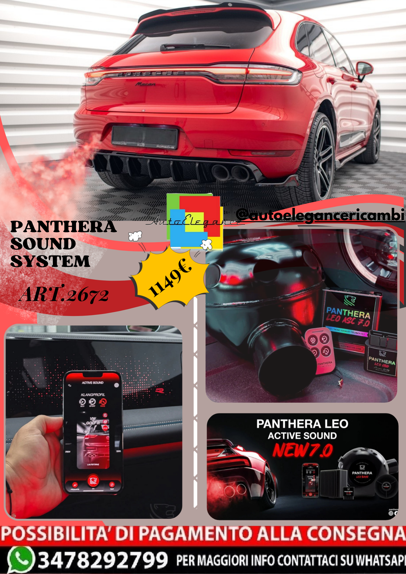 ⭐ART.2672 PANTHERA SOUND SYSTEM ADATTO PER PORSCHE MACAN GTS / SPORT DESIGN Mk1⭐