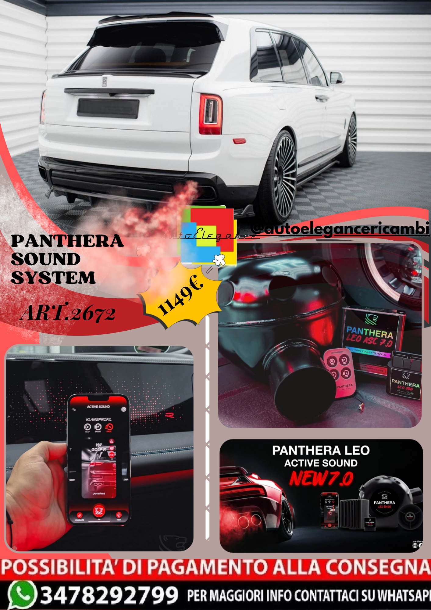 ⭐ART.2672 PANTHERA SOUND SYSTEM ADATTO PER ROLLS ROYCE CULLINAN⭐