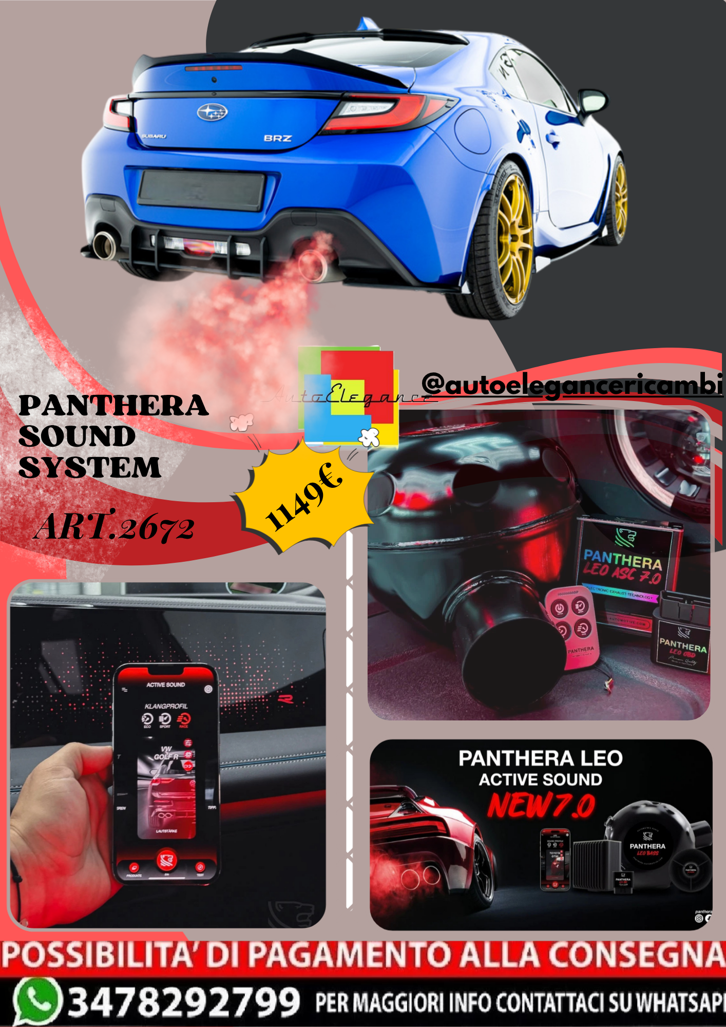 ⭐ART.2672 PANTHERA SOUND SYSTEM ADATTO PER  SUBARU BRZ Mk2⭐