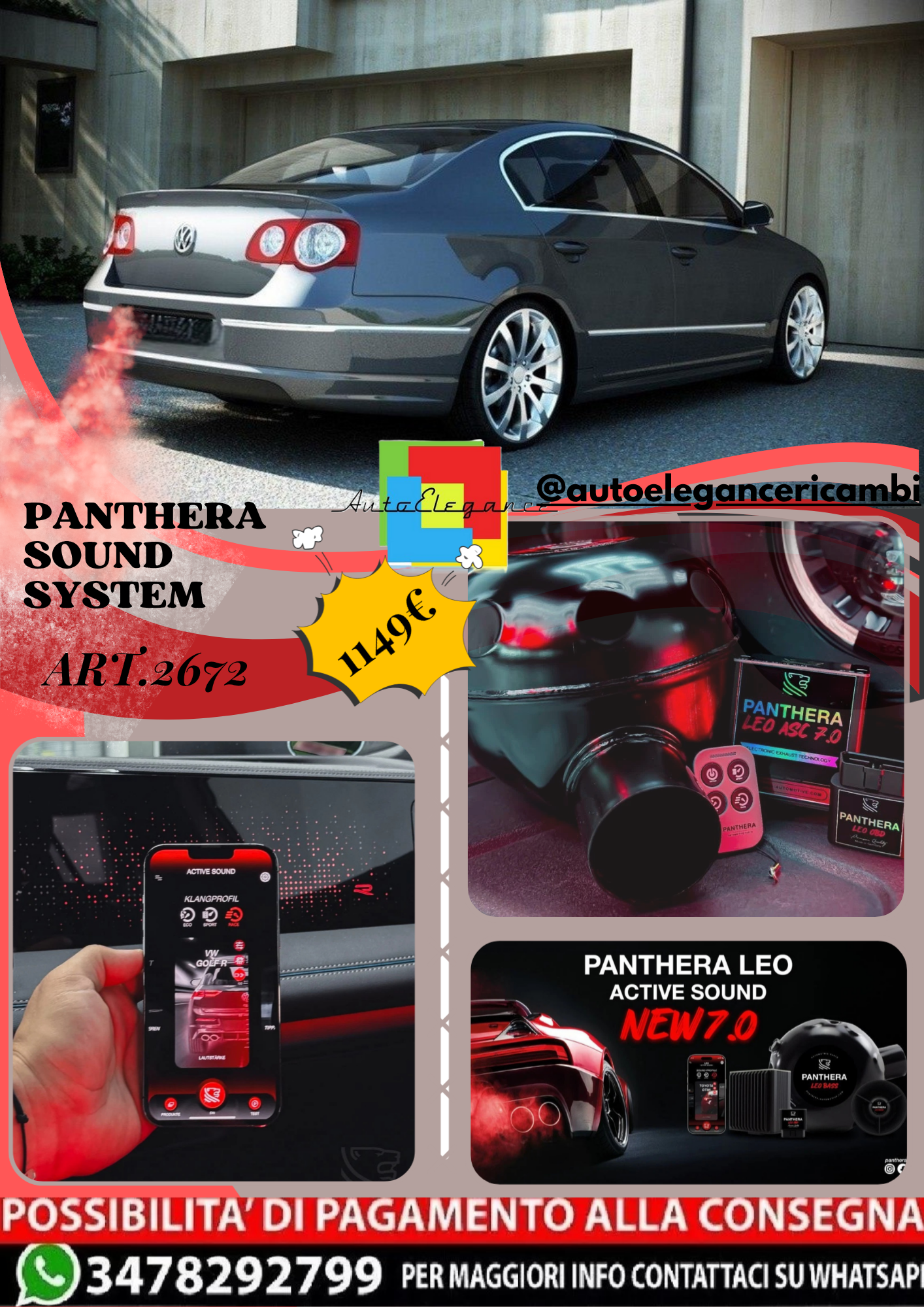 ⭐ART.2672 PANTHERA SOUND SYSTEM ADATTO PER VOLKSWAGEN PASSAT B6 ⭐