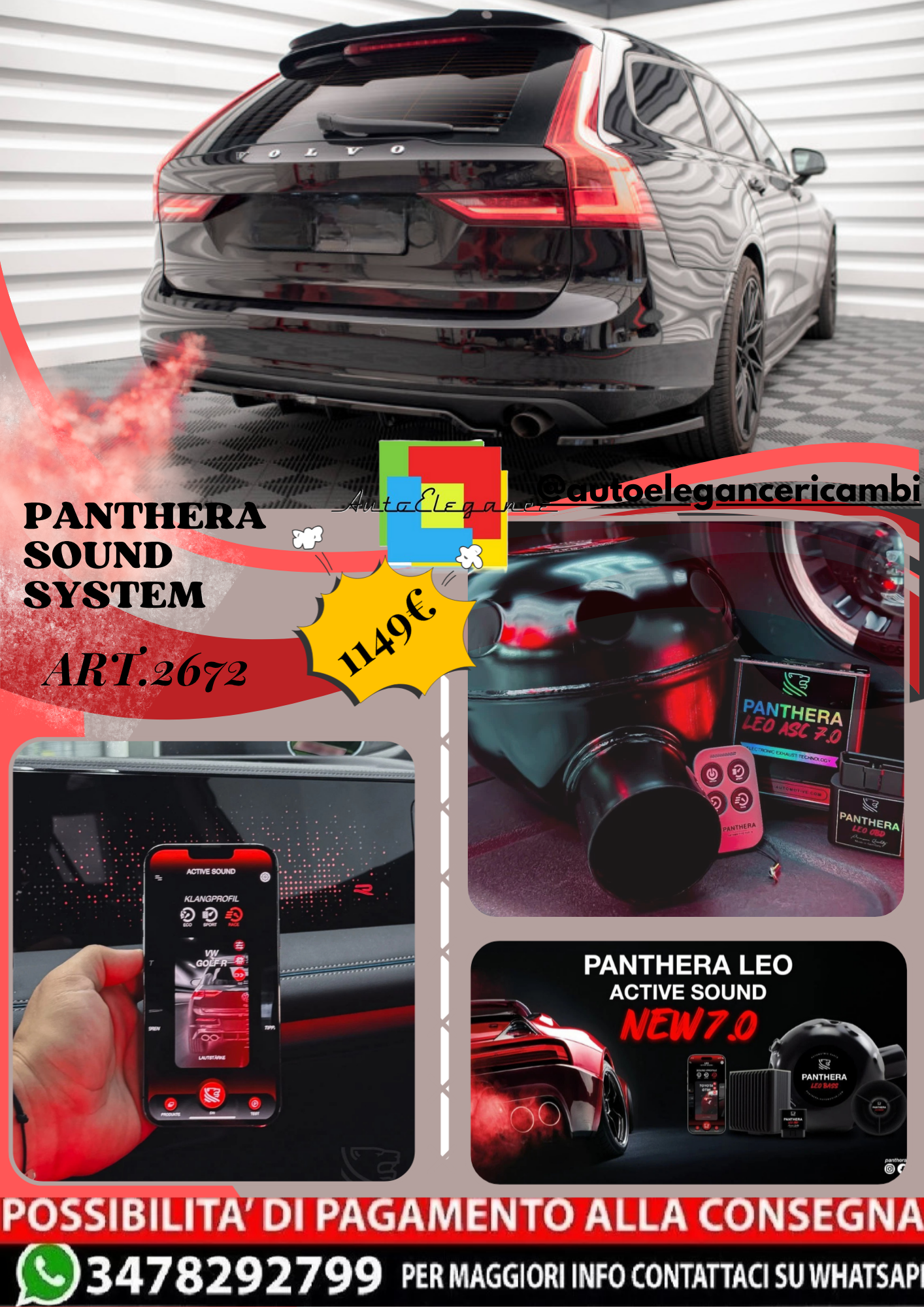⭐ART.2672 PANTHERA SOUND SYSTEM ADATTO PER VOLVO V90 Mk2⭐