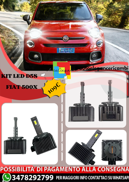 🔥KIT LED D5S 6000K Anabbaglianti per Fiat 500X | Bianco CANBUS🔥