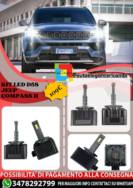 🔥KIT LED D5S 6000K Anabbaglianti per JEEP COMPASS II | Bianco CANBUS🔥