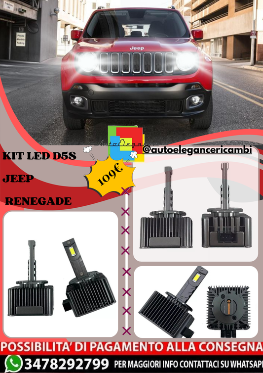 🔥KIT LED D5S 6000K Anabbaglianti per  JEEP RENEGADE | Bianco CANBUS🔥