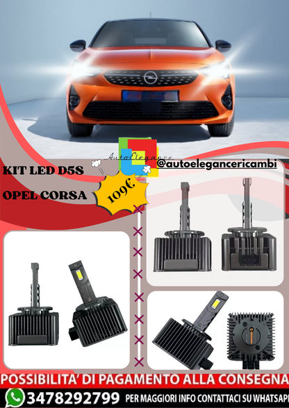 🔥KIT LED D5S 6000K Anabbaglianti per  OPEL CORSA  E | Bianco CANBUS🔥
