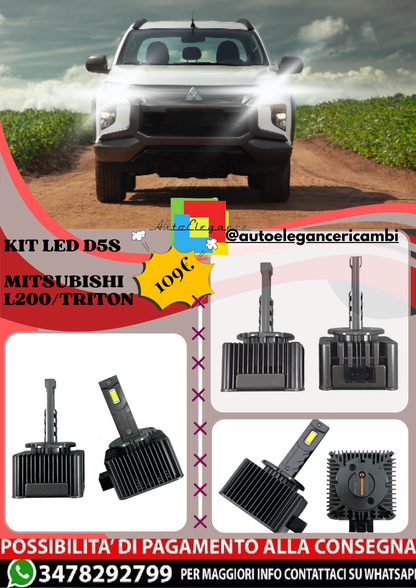 🔥KIT LED D5S 6000K Anabbaglianti per Mitsubishi L200/Triton | Bianco CANBUS🔥