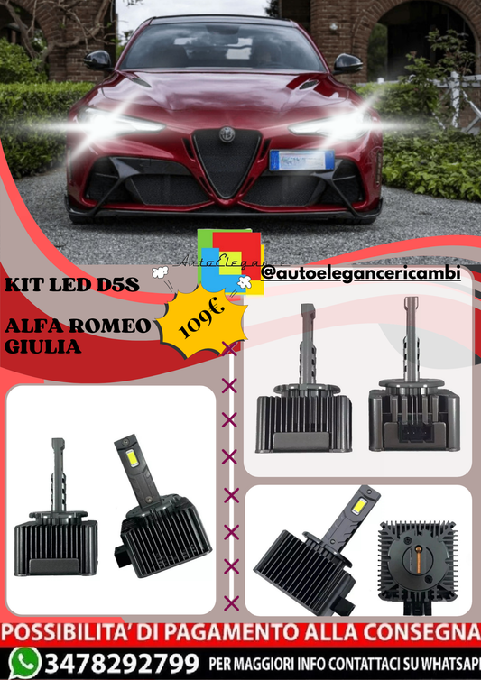 🔥KIT LED D5S 6000K Anabbaglianti per ALFA ROMEO GIULIA | Bianco CANBUS🔥