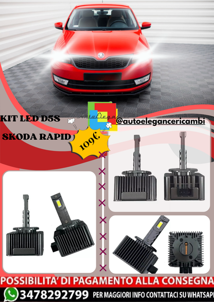 🔥KIT LED D5S 6000K Anabbaglianti per  SKODA RAPID | Bianco CANBUS🔥