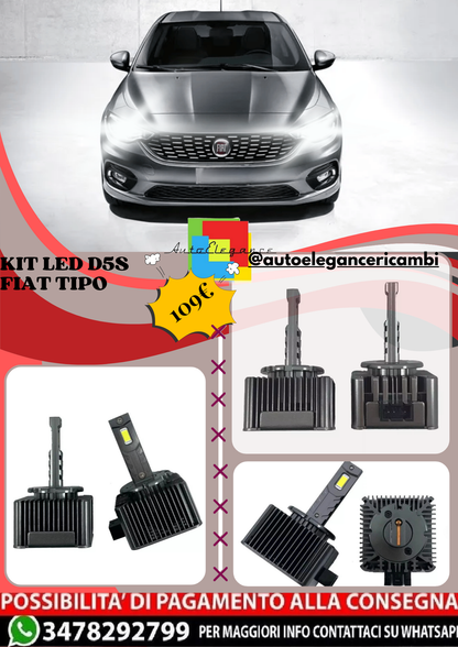 🔥KIT LED D5S 6000K Anabbaglianti per FIAT TIPO | Bianco CANBUS🔥 (Copia)