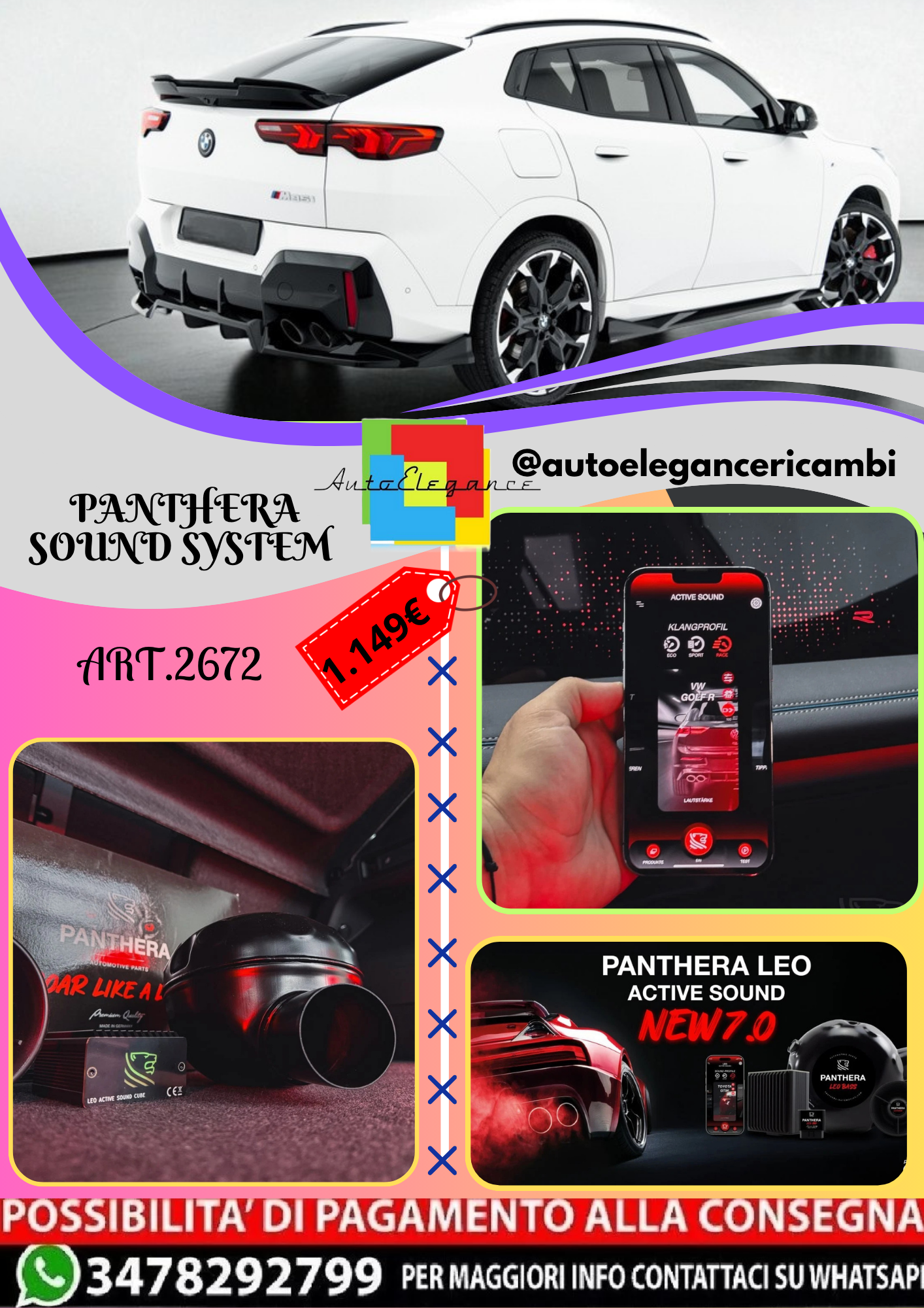 🔥ART.2672 PANTHERA SOUND SYSTEM ADATTO PER  BMW X2🔥