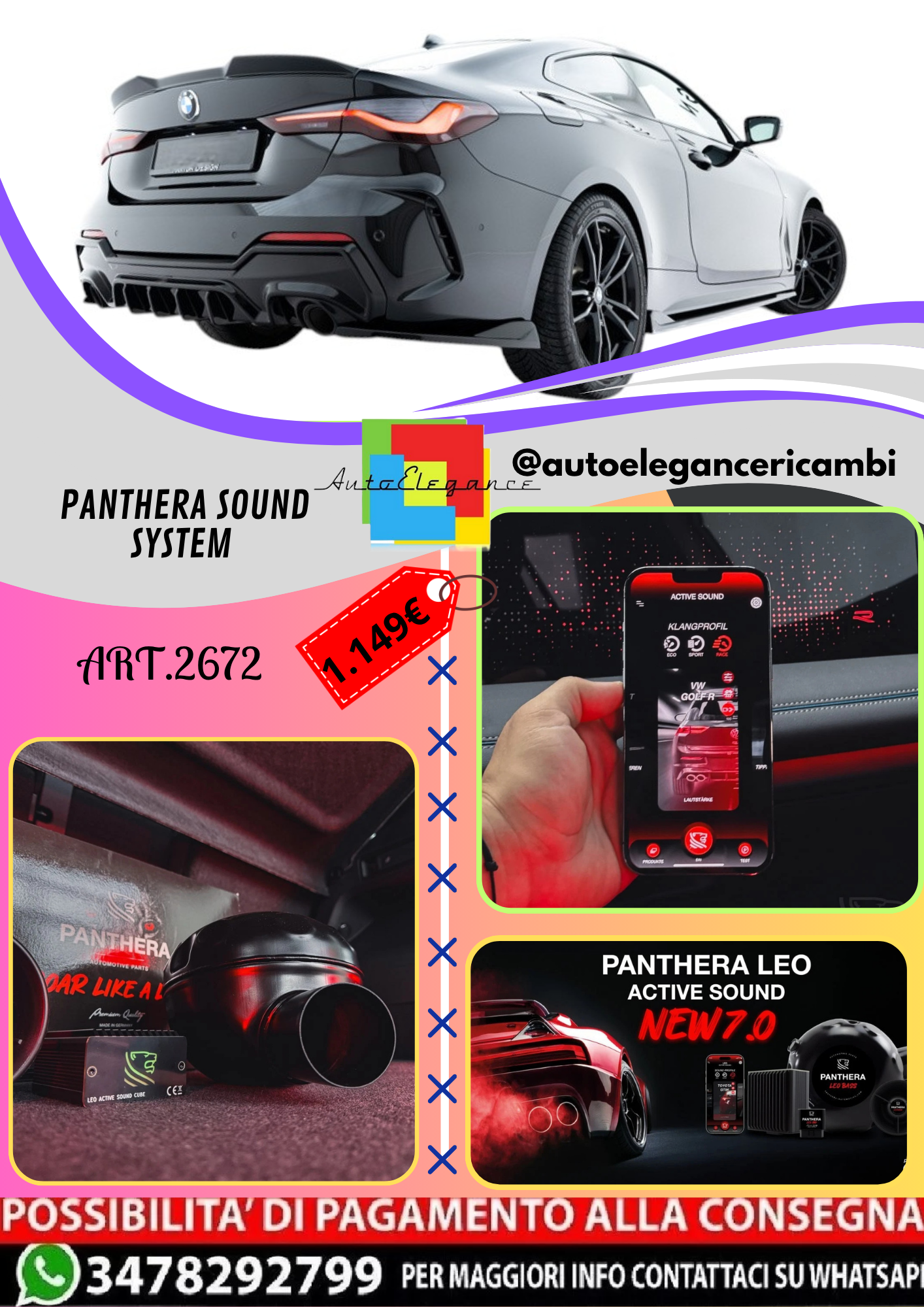 🔥ART.2672 PANTHERA SOUND SYSTEM ADATTO PER  BMW 4 M-PACK COUPE🔥