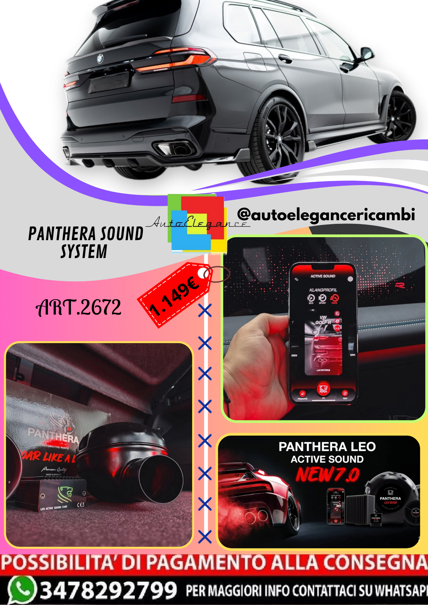 🔥ART.2672 PANTHERA SOUND SYSTEM ADATTO PER  BMW X7 M-PACK🔥