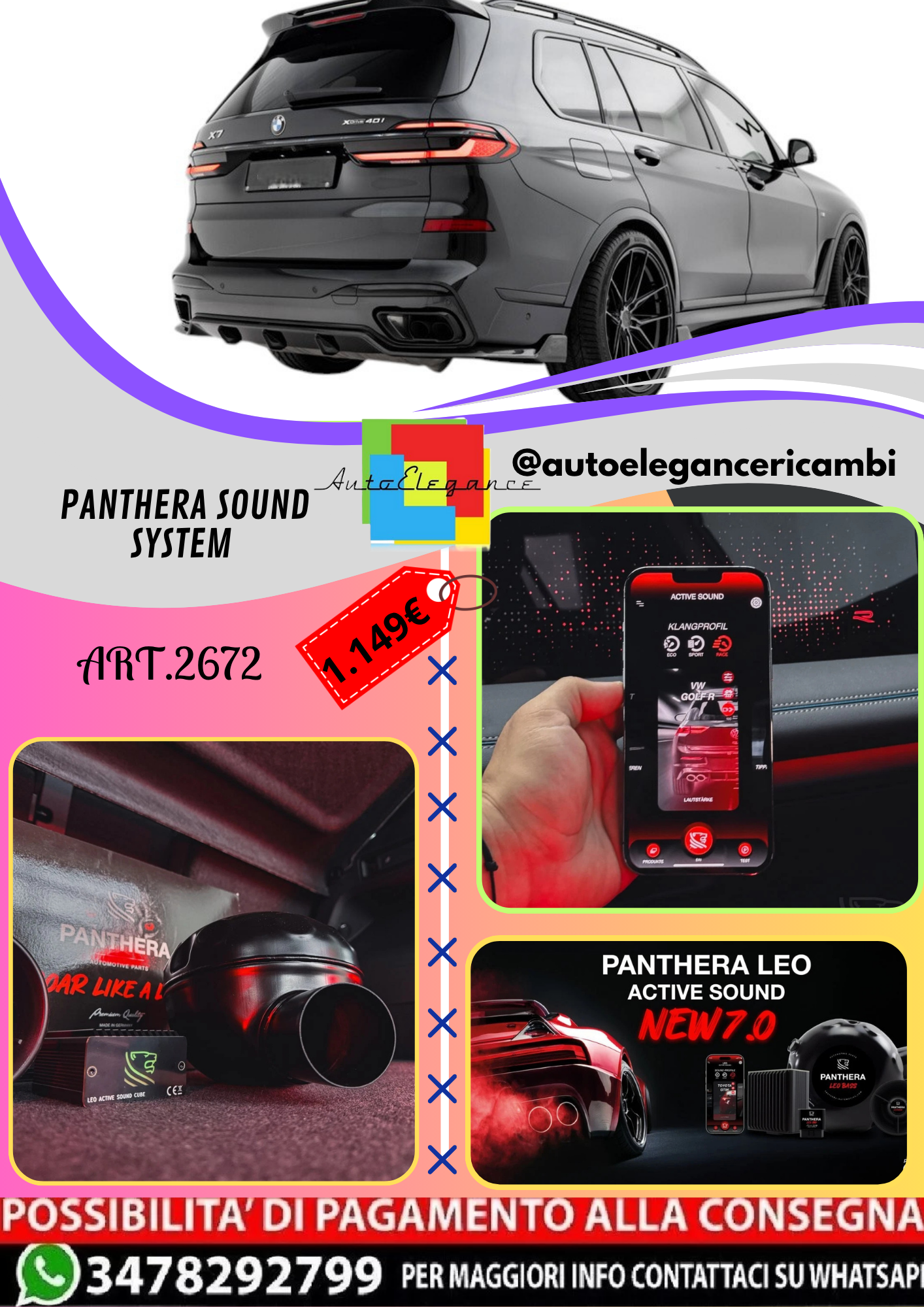🔥ART.2672 PANTHERA SOUND SYSTEM ADATTO PER  BMW  X7 M-PACK🔥
