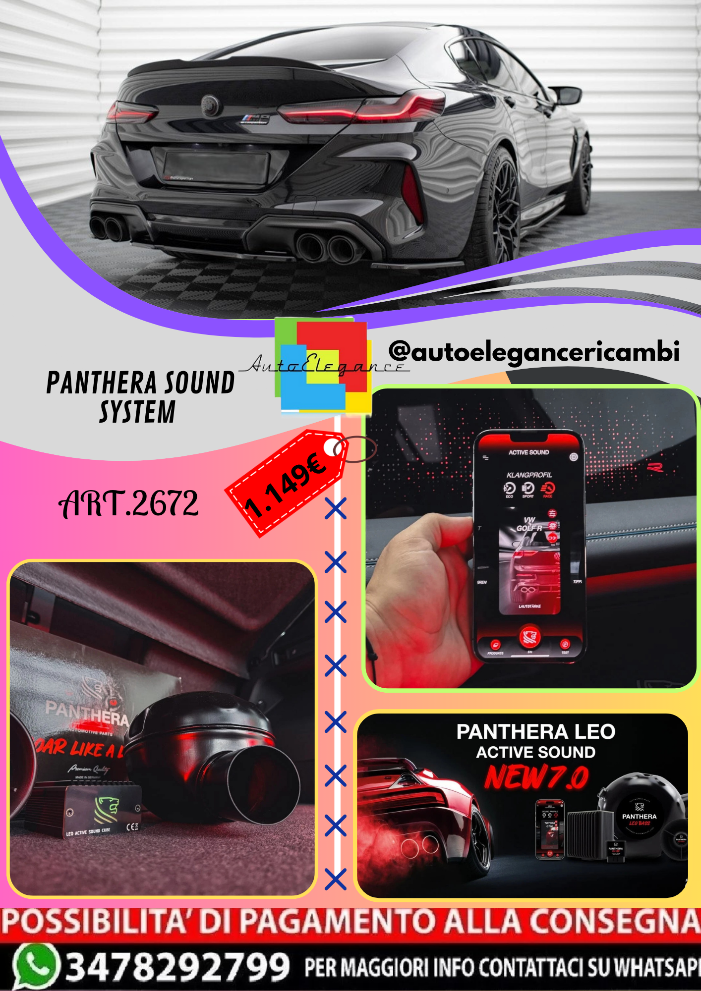 🔥ART.2672 PANTHERA SOUND SYSTEM ADATTO PER  BMW M8 GRAN COUPE🔥