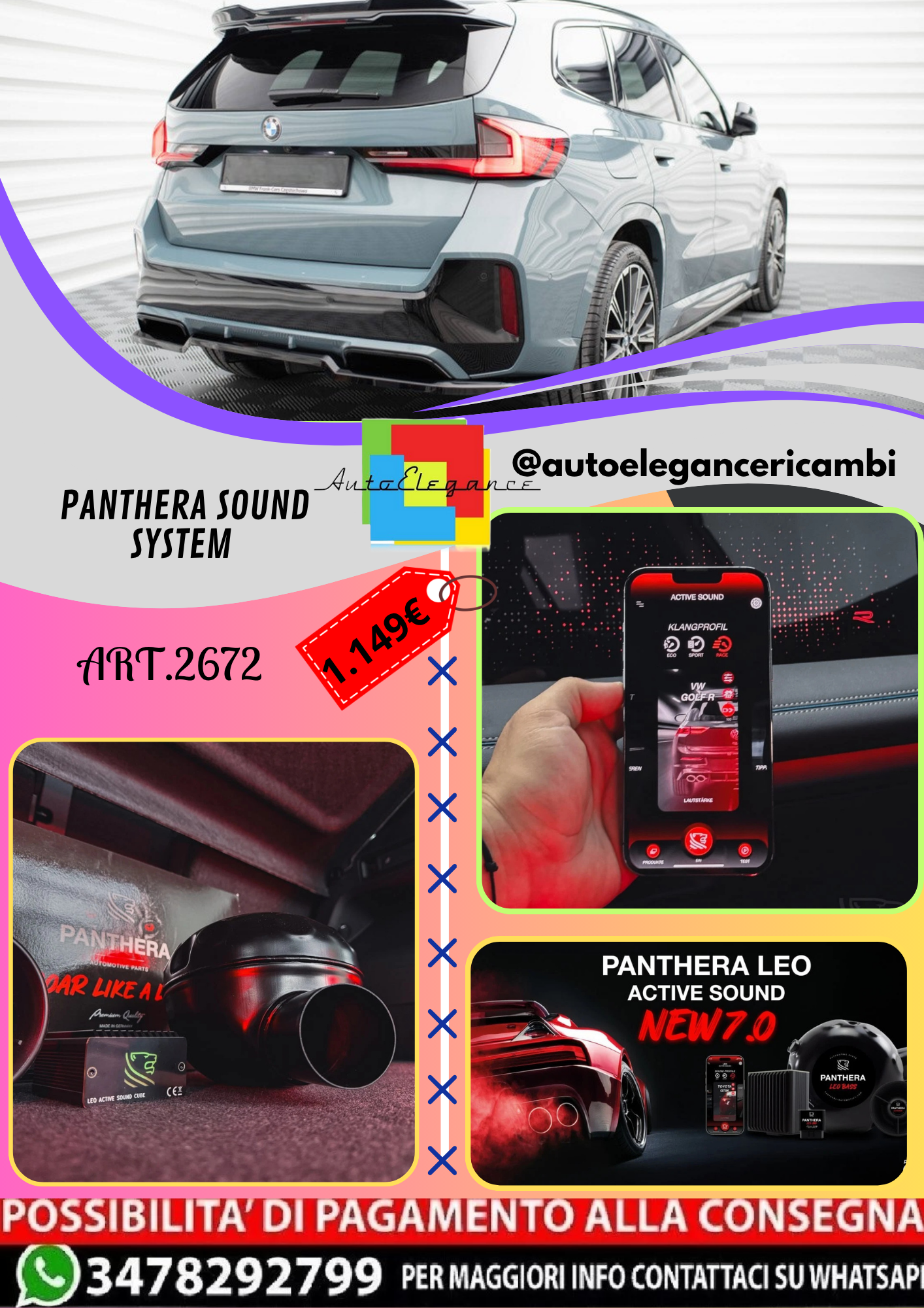 🔥ART.2672 PANTHERA SOUND SYSTEM ADATTO PER BMW X1 M-PACK🔥