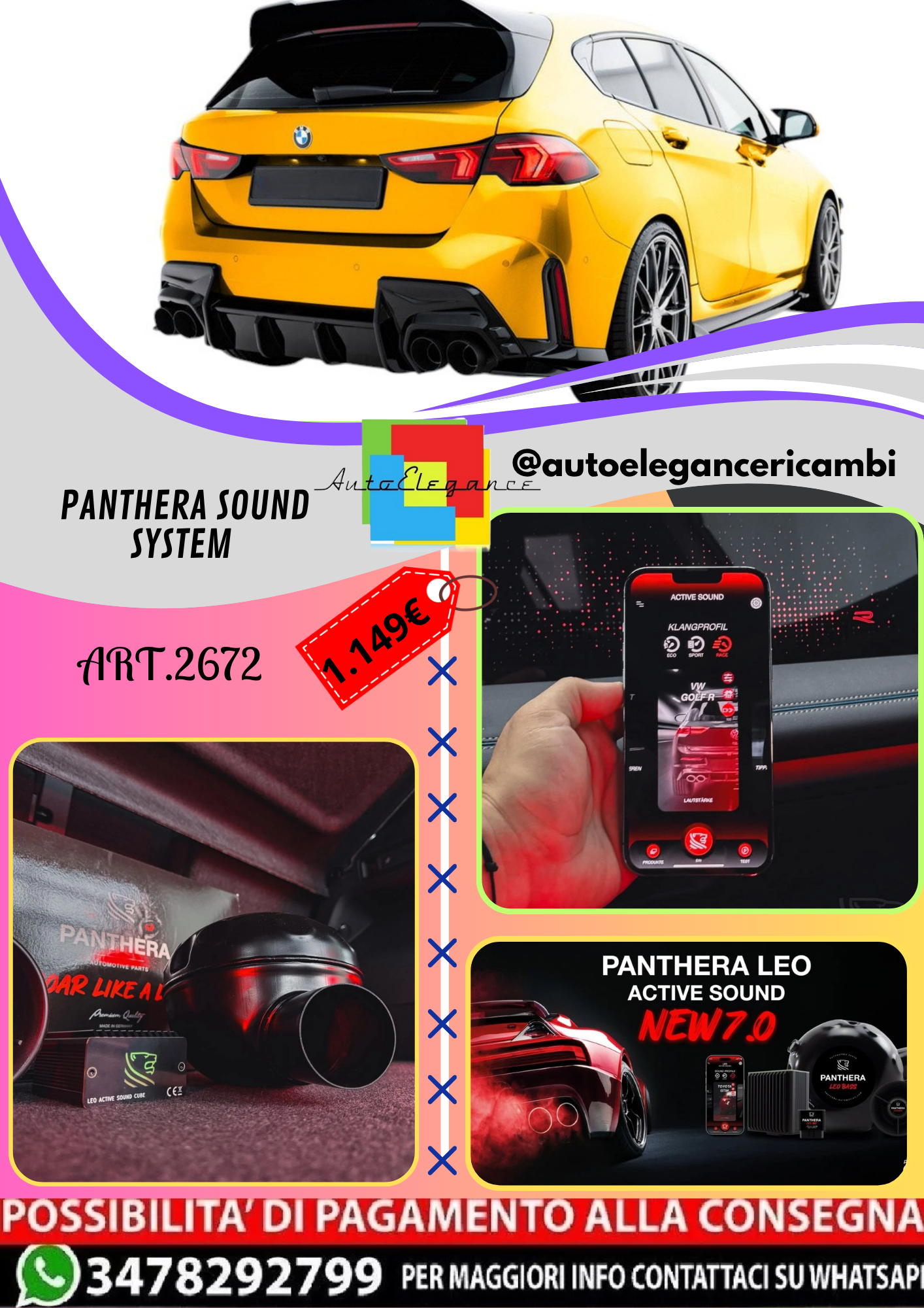 🔥ART.2672 PANTHERA SOUND SYSTEM ADATTO PER BMW 1 M-PACK🔥