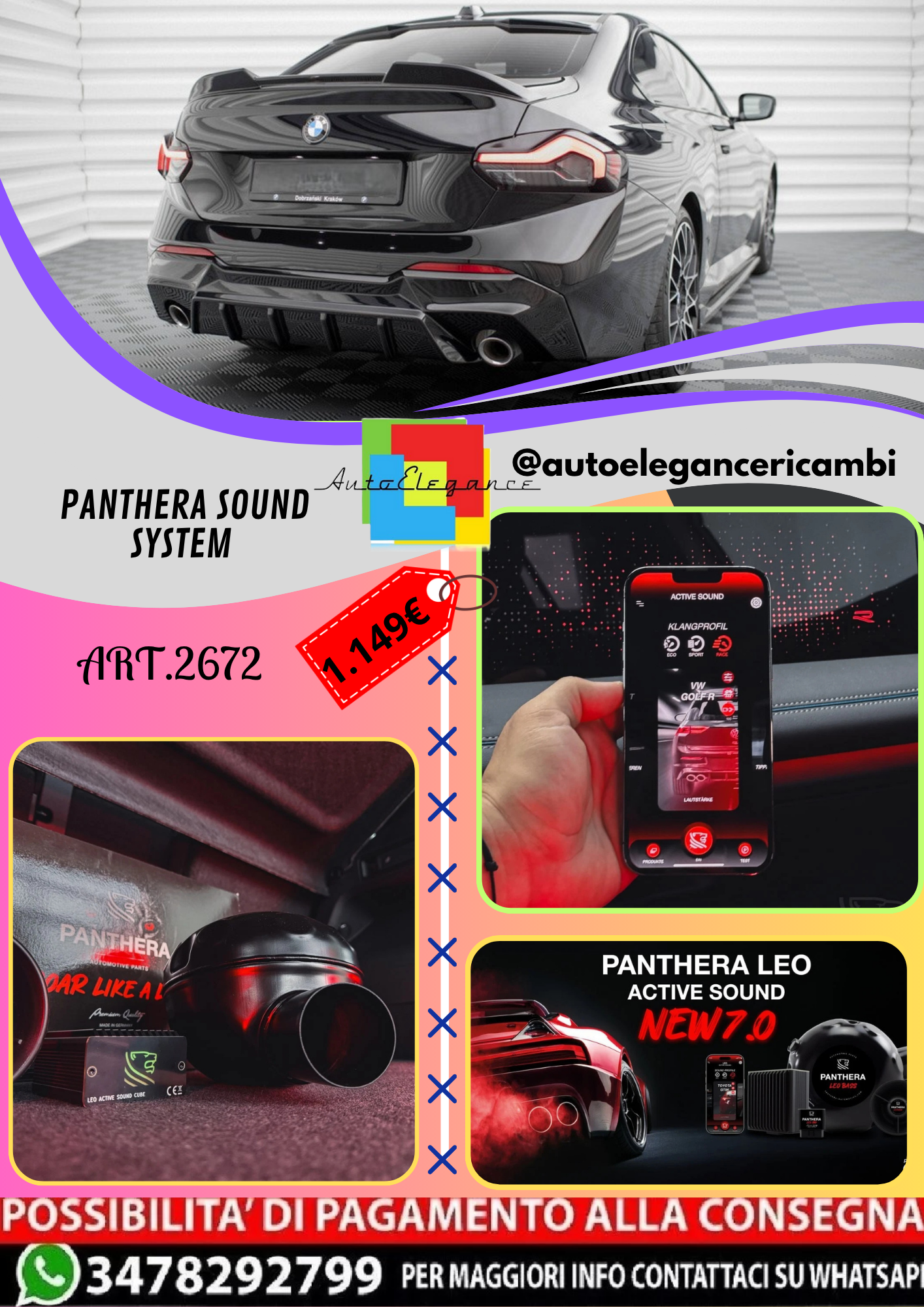 🔥ART.2672 PANTHERA SOUND SYSTEM ADATTO PER BMW BMW 2🔥