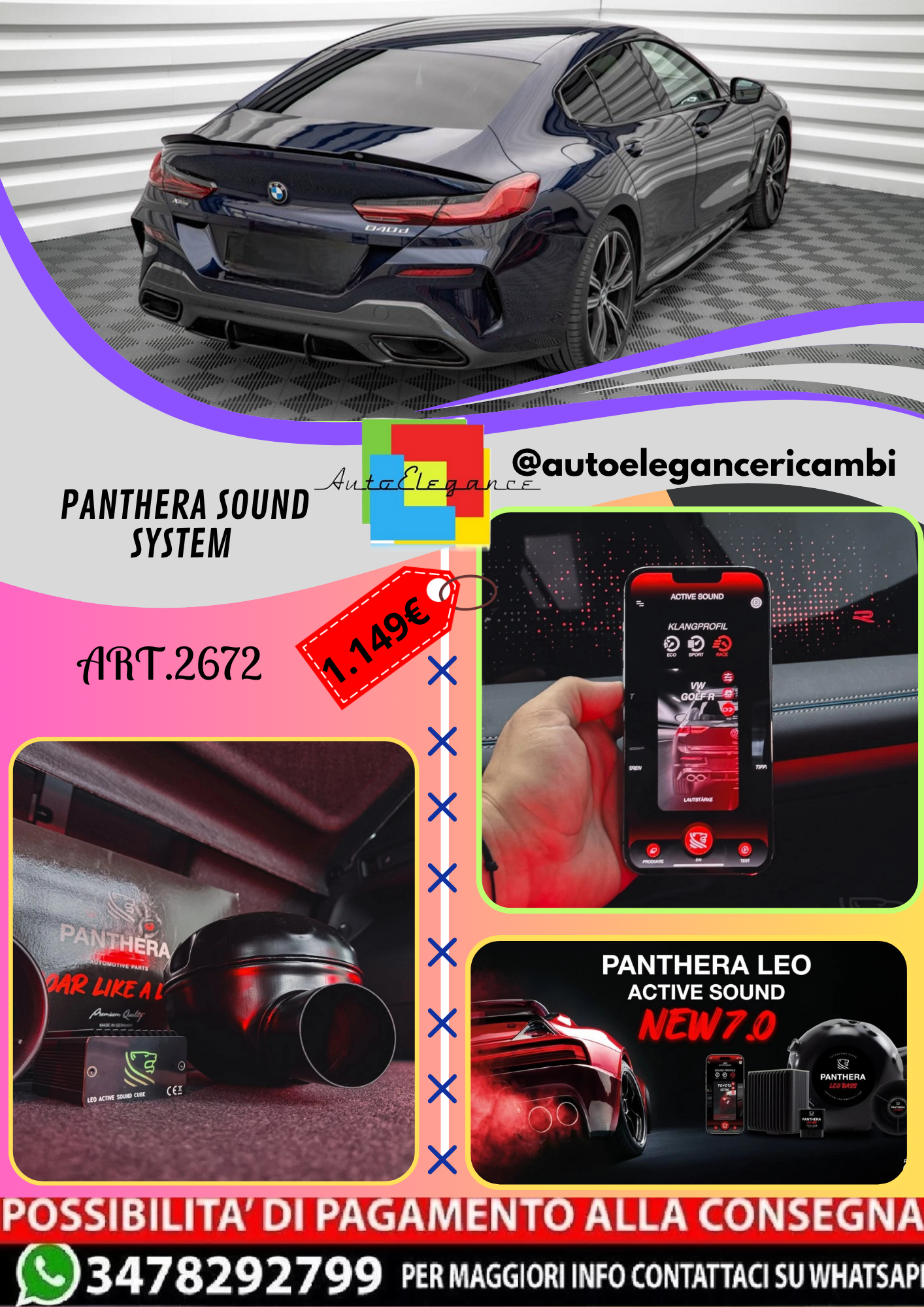 🔥ART.2672 PANTHERA SOUND SYSTEM ADATTO PER BMW 8 GRAN COUPE M-PACK🔥