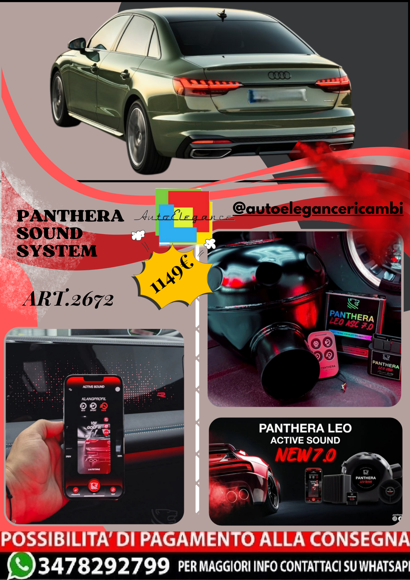 🎀ART.2672 PANTHERA SOUND SYSTEM ADATTO PER AUDI A4 (2020)🎀