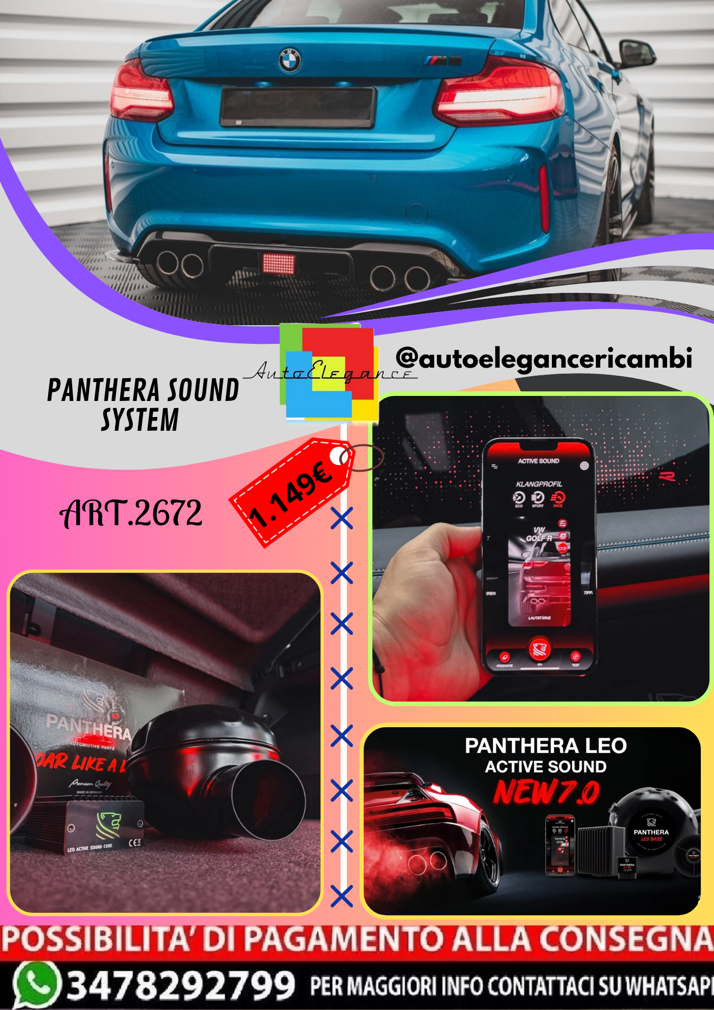 🔥ART.2672 PANTHERA SOUND SYSTEM ADATTO PER BMW M2🔥