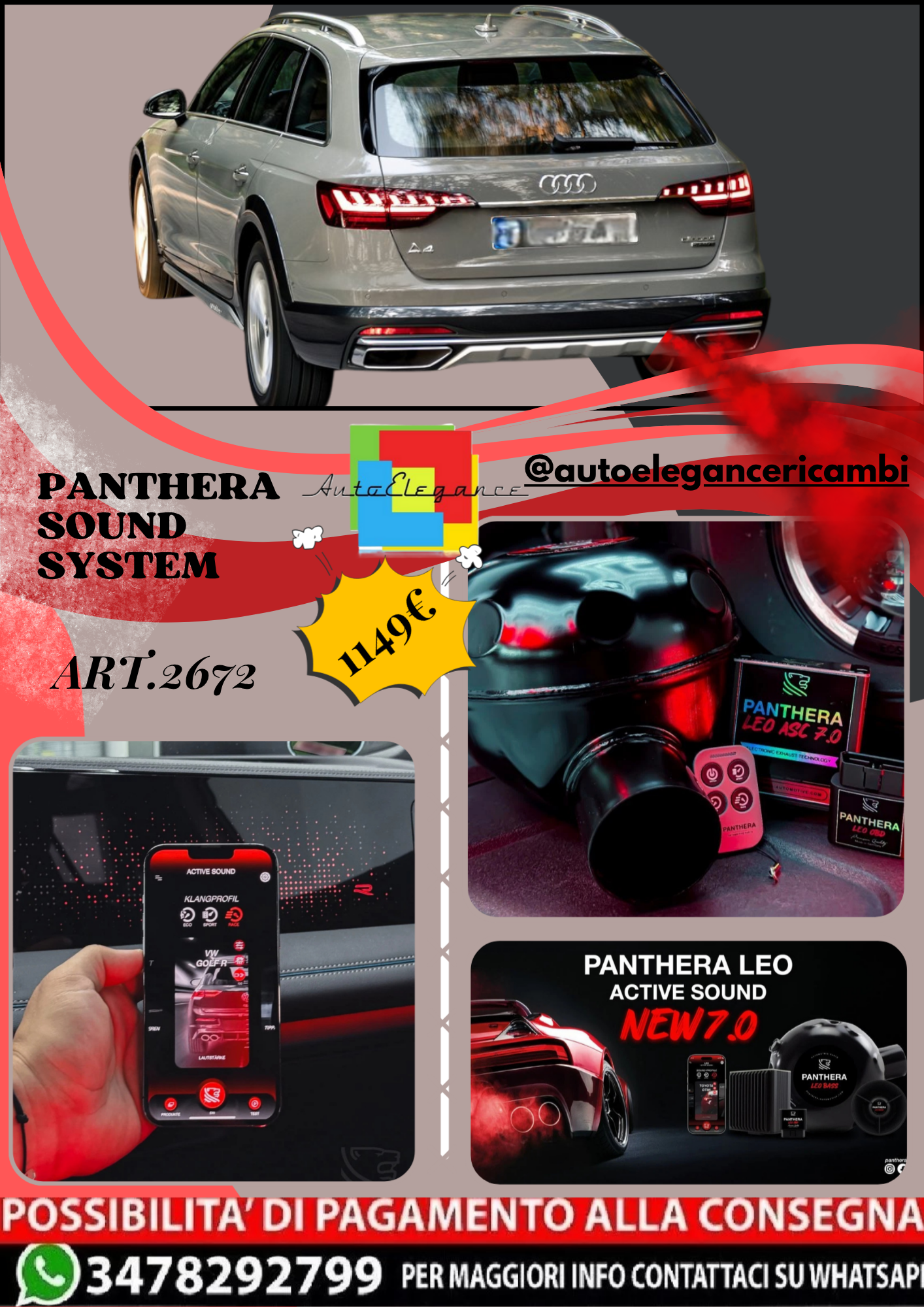 🎀ART.2672 PANTHERA SOUND SYSTEM ADATTO PER Audi A4 Allroad Quattro (2020) 🎀
