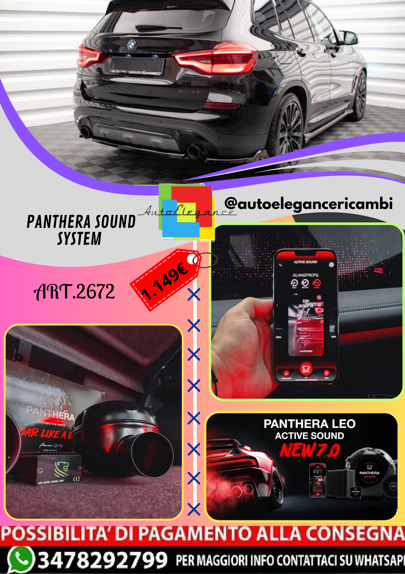 🔥ART.2672 PANTHERA SOUND SYSTEM ADATTO PER BMW  X3🔥