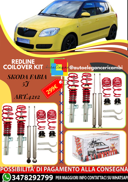 🎀Art.4212 Redline Kit assetto sportivo a ghiera adatto per Skoda Fabia 5J 🎀