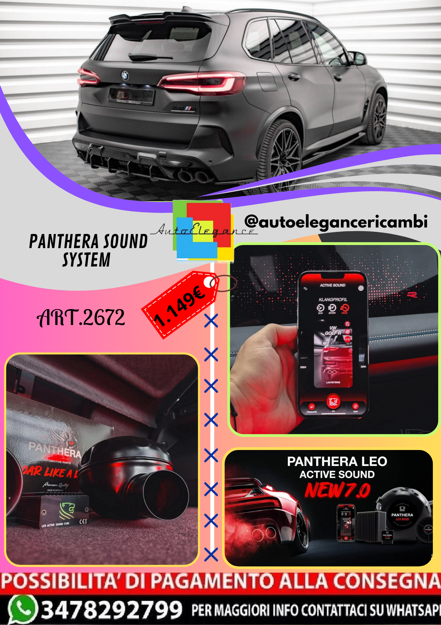 🔥ART.2672 PANTHERA SOUND SYSTEM ADATTO PER BMW   X5M🔥
