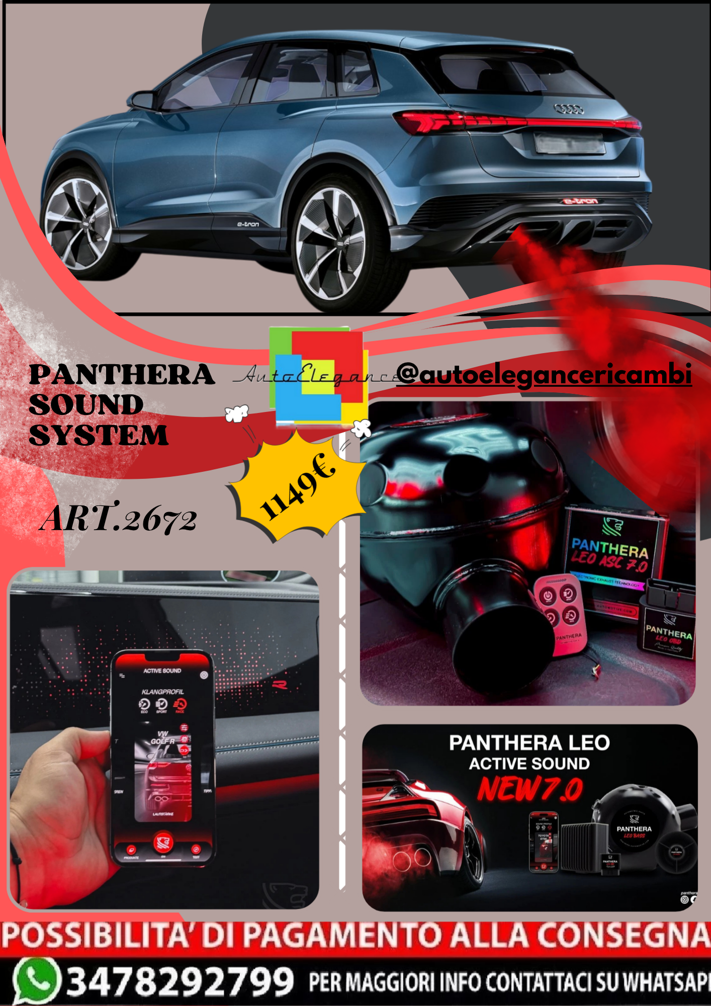 🎀ART.2672 PANTHERA SOUND SYSTEM ADATTO PER  Audi Q4 e-tron Concept (2019)🎀