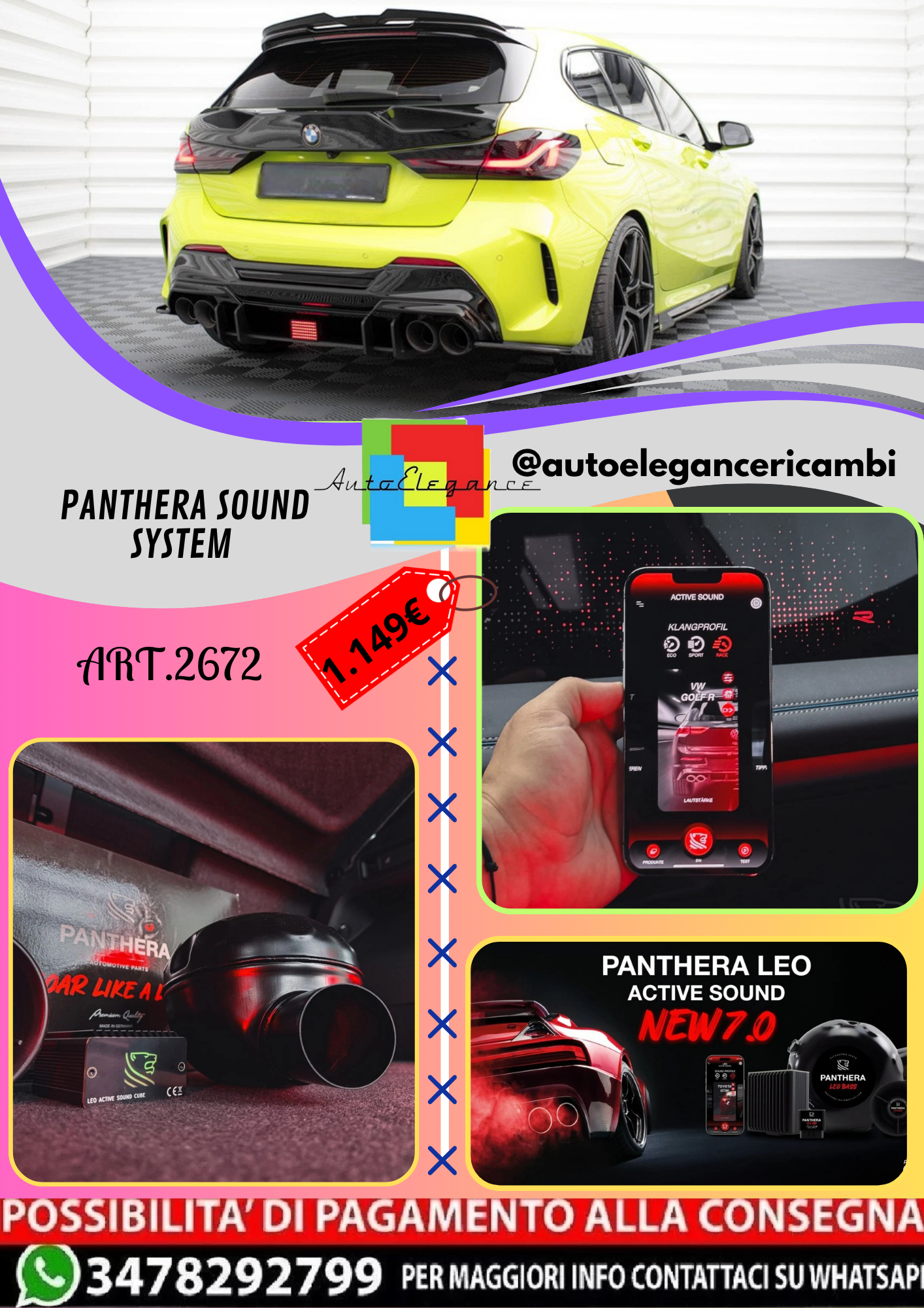 🔥ART.2672 PANTHERA SOUND SYSTEM ADATTO PER BMW  1 F40 M-PACK🔥