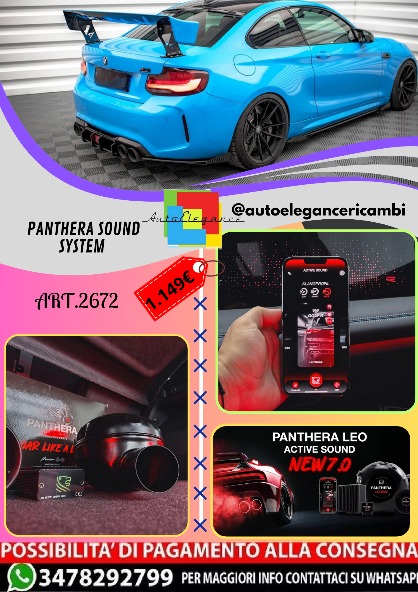 🔥ART.2672 PANTHERA SOUND SYSTEM ADATTO PER BMW  M2 F87🔥
