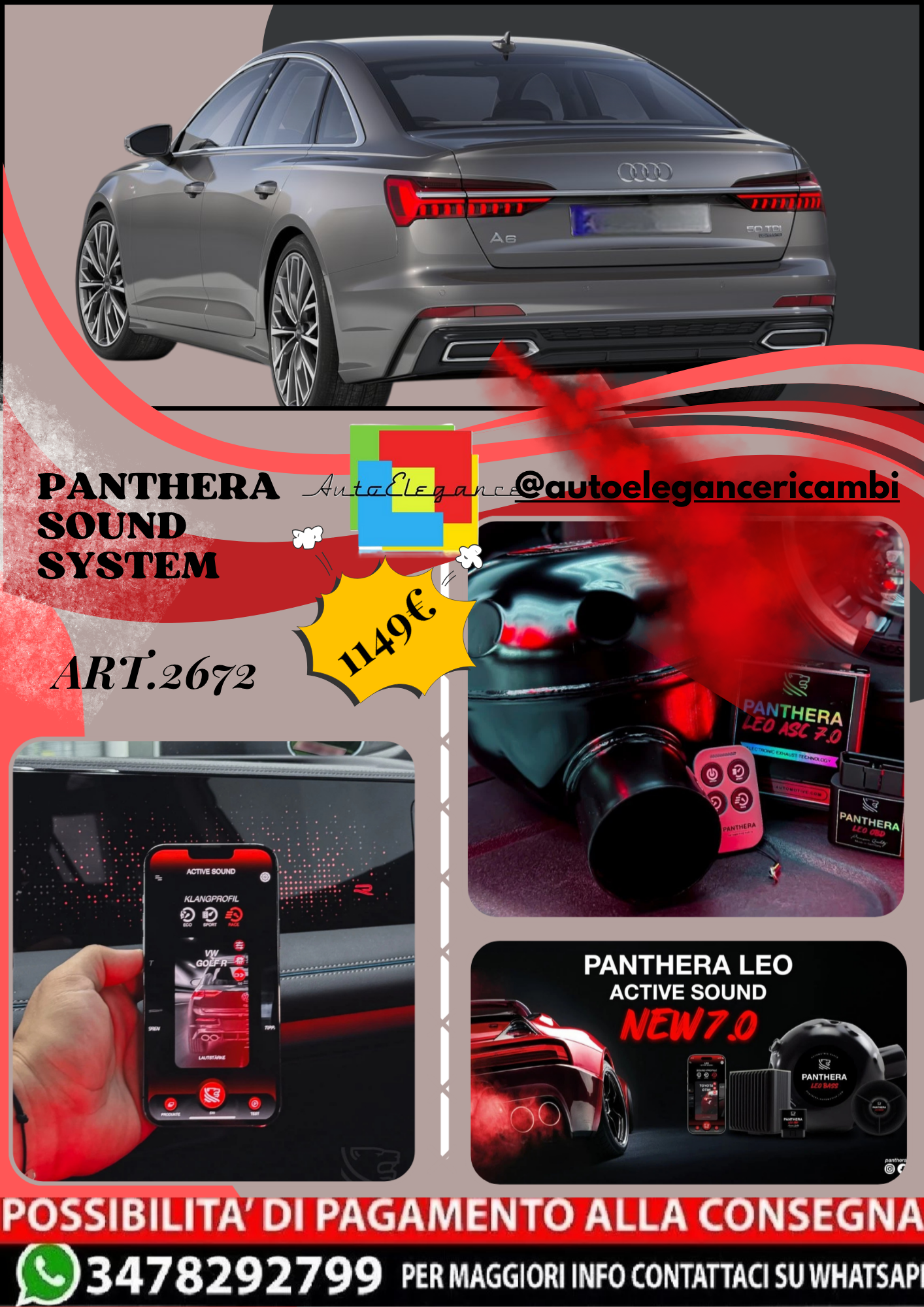 🎀ART.2672 PANTHERA SOUND SYSTEM ADATTO PER  Audi A6 (2019)🎀