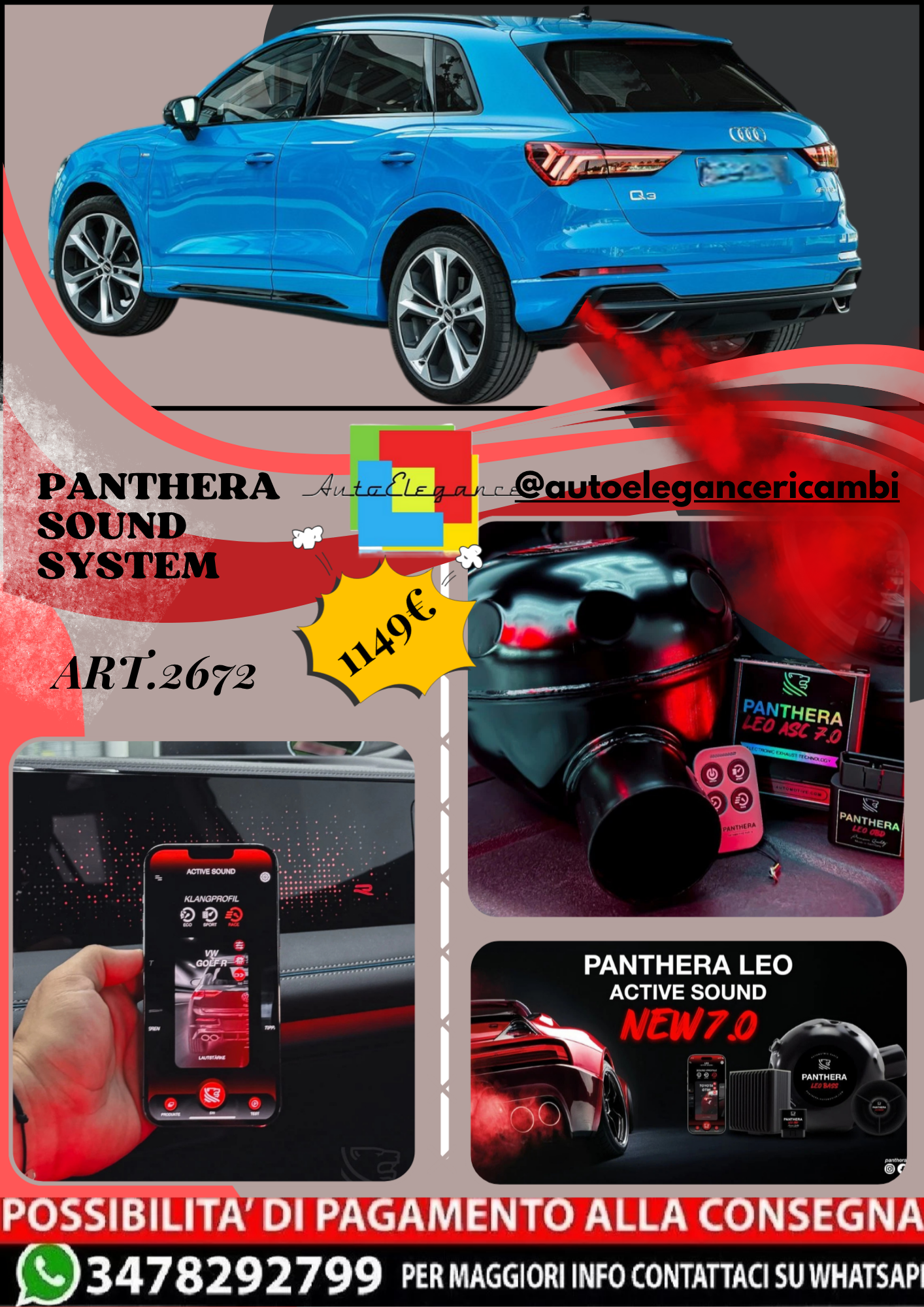 🎀ART.2672 PANTHERA SOUND SYSTEM ADATTO PER  Audi Q3 45 TFSI e (2021)🎀