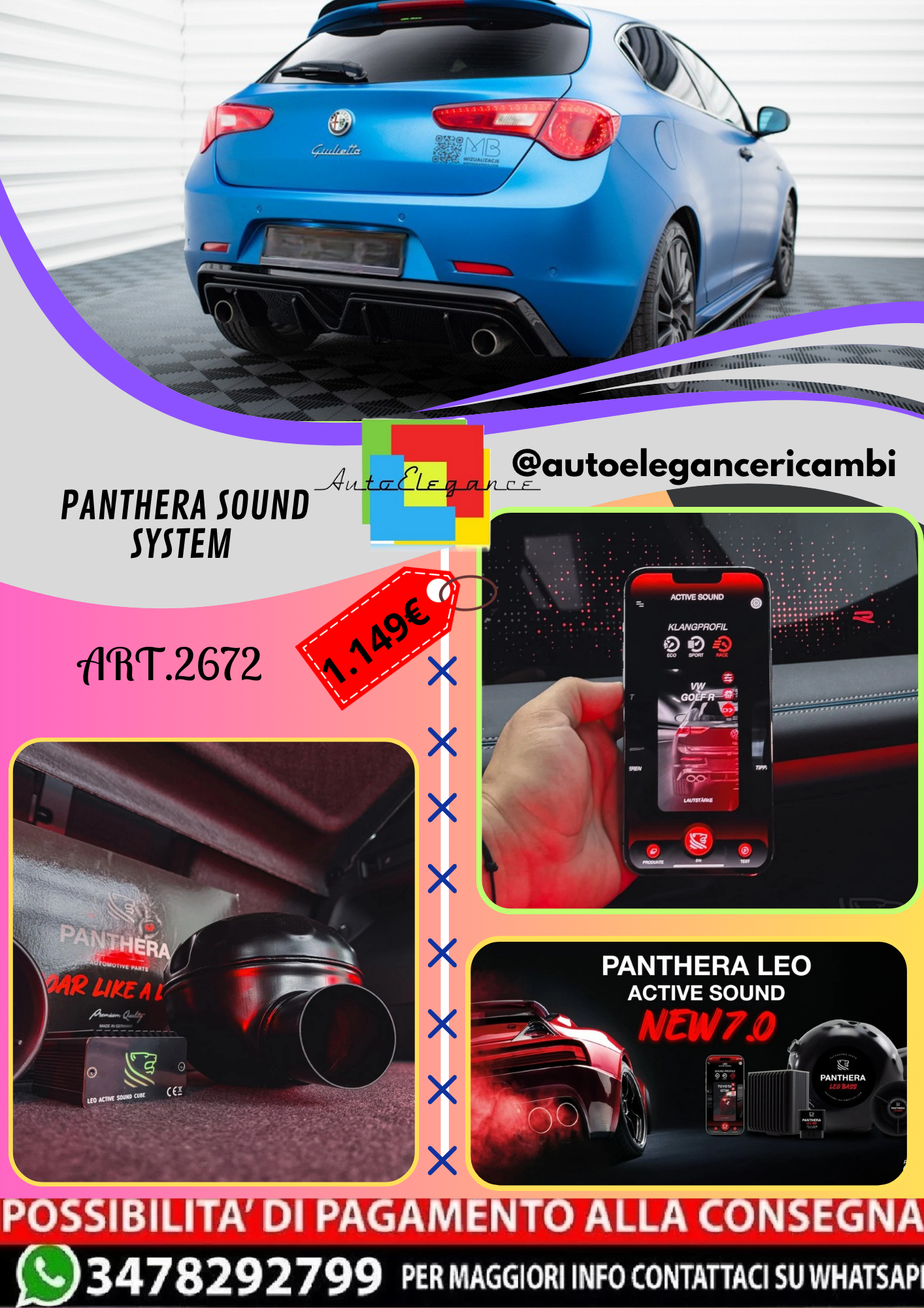 🔥ART.2672 PANTHERA SOUND SYSTEM ADATTO PER ALFA ROMEO GIULIETTA🔥