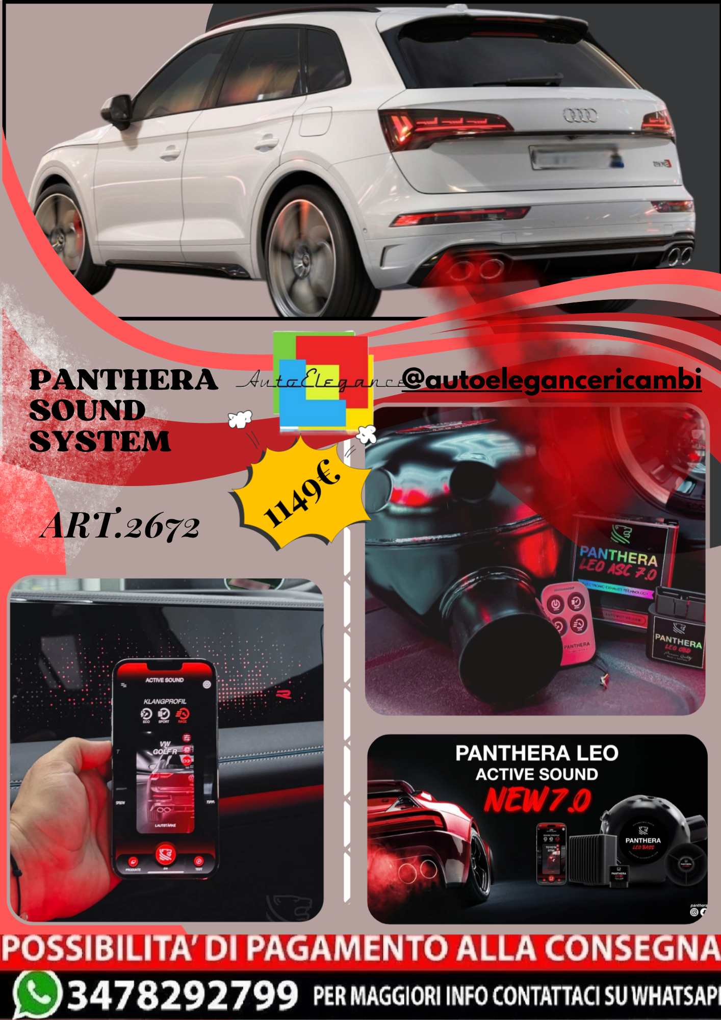🎀ART.2672 PANTHERA SOUND SYSTEM ADATTO PER Audi SQ5 TDI (2021)🎀