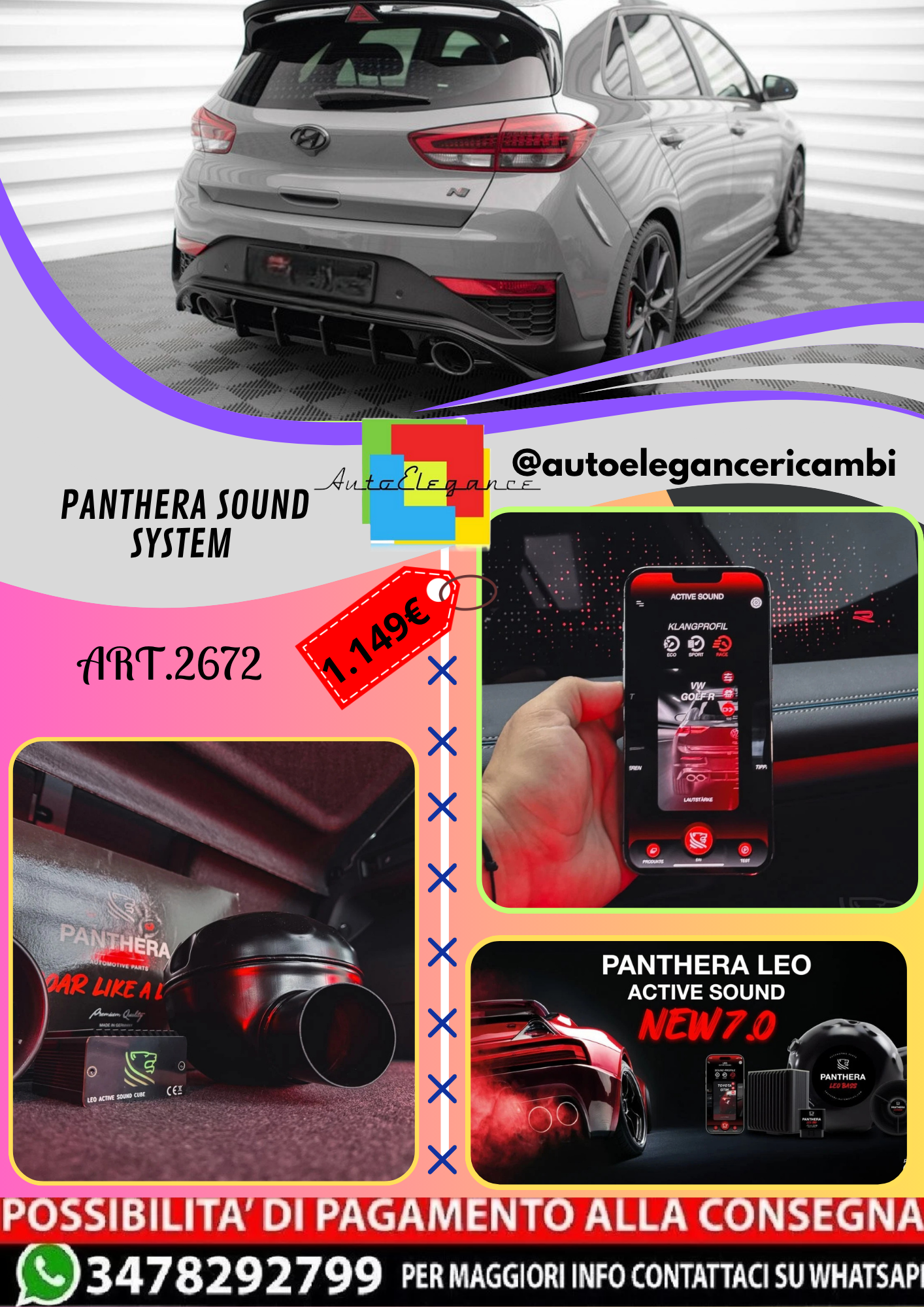 🔥ART.2672 PANTHERA SOUND SYSTEM ADATTO PER HYUNDAI I30 N HATCHBACK Mk3🔥