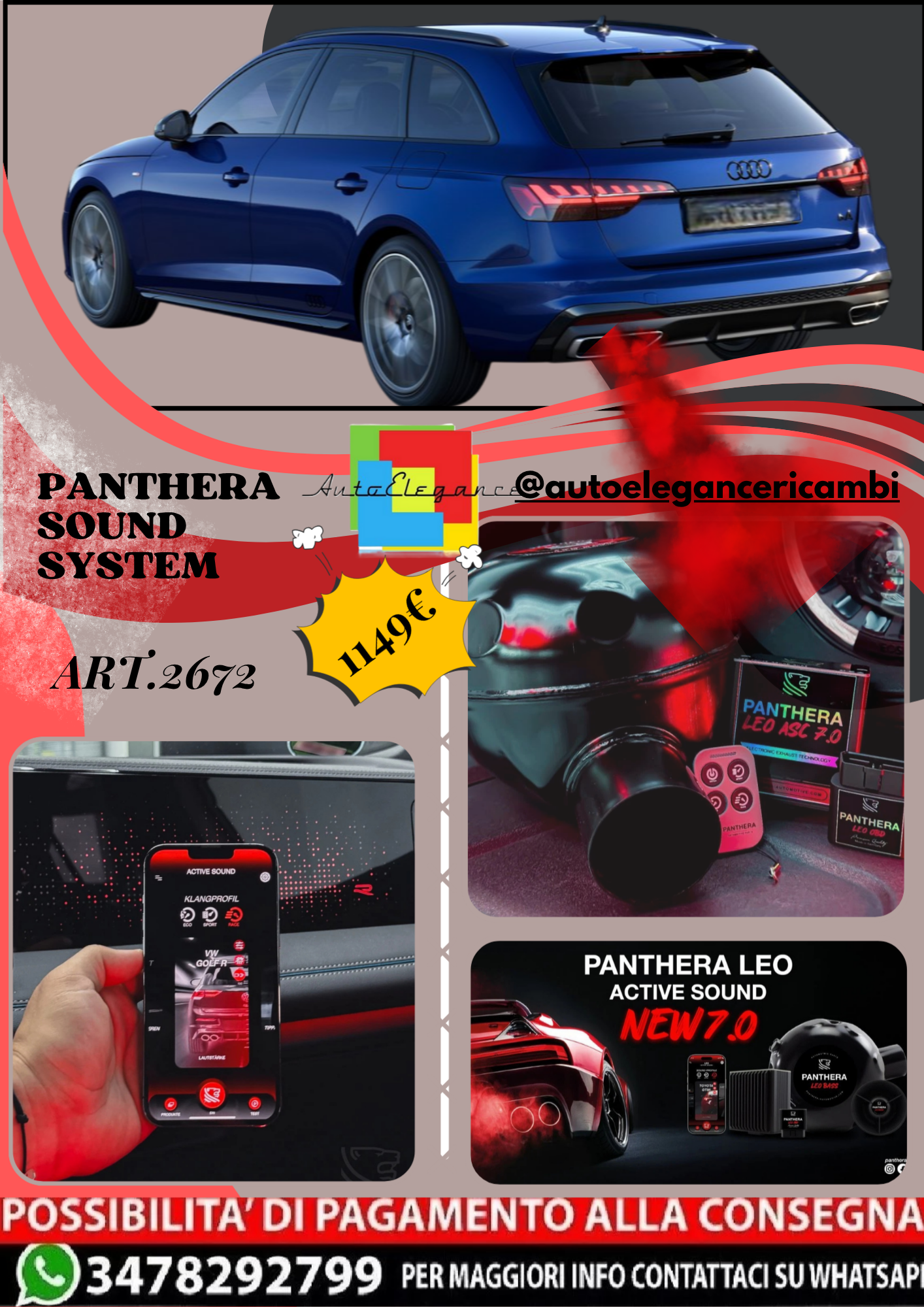 🎀ART.2672 PANTHERA SOUND SYSTEM ADATTO PER Audi A4 Avant S line ( 2022) 🎀