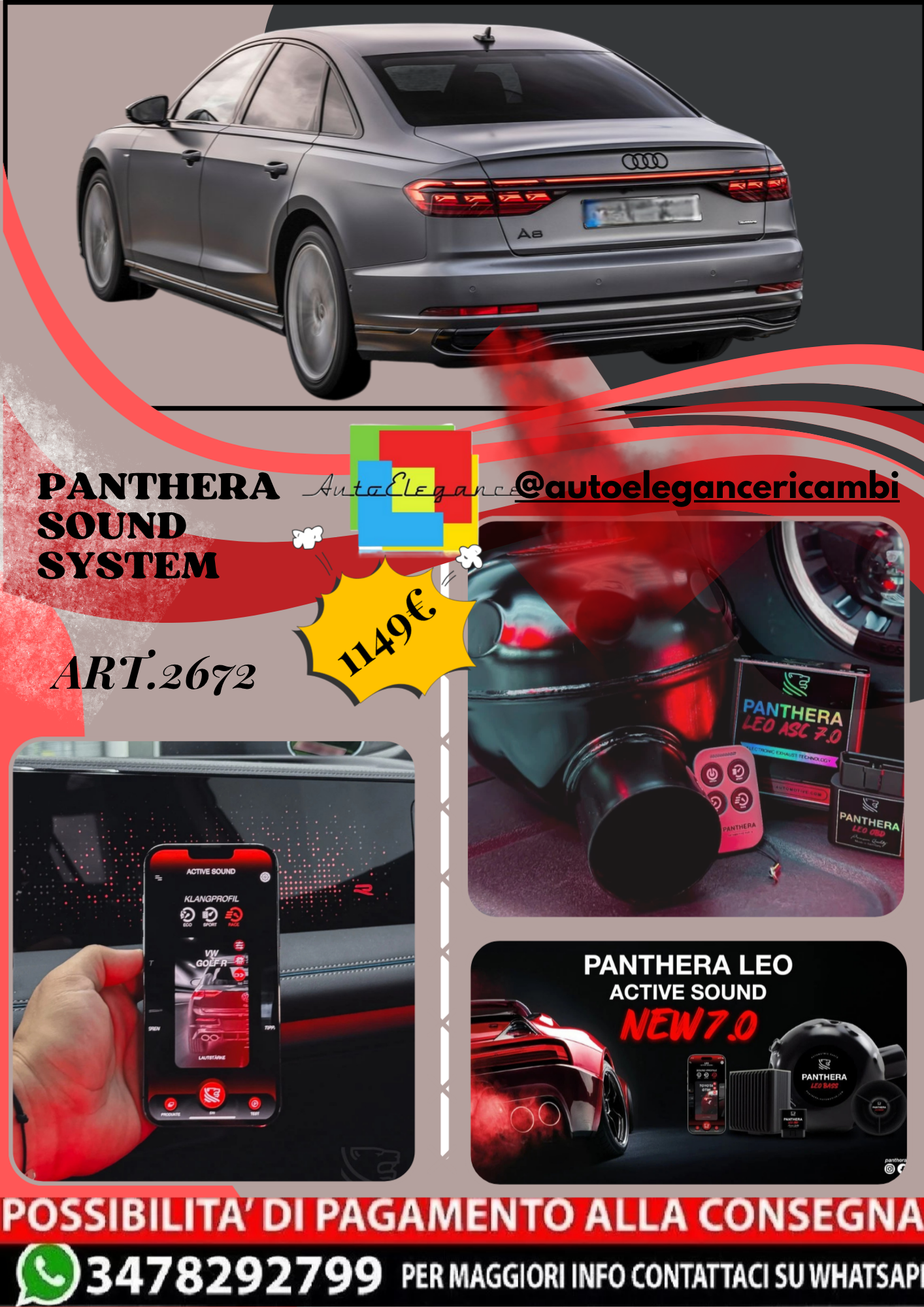 🎀ART.2672 PANTHERA SOUND SYSTEM ADATTO PER Audi A8 (2022) 🎀