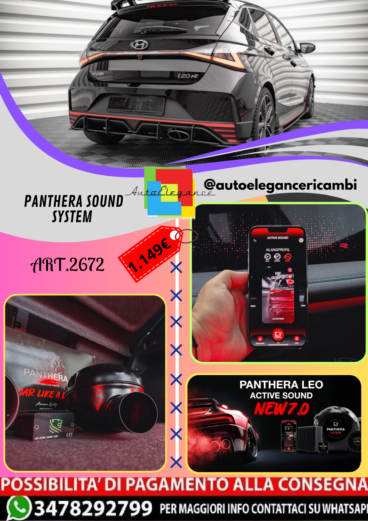 🔥ART.2672 PANTHERA SOUND SYSTEM ADATTO PER HYUNDAI I20 N Mk3🔥