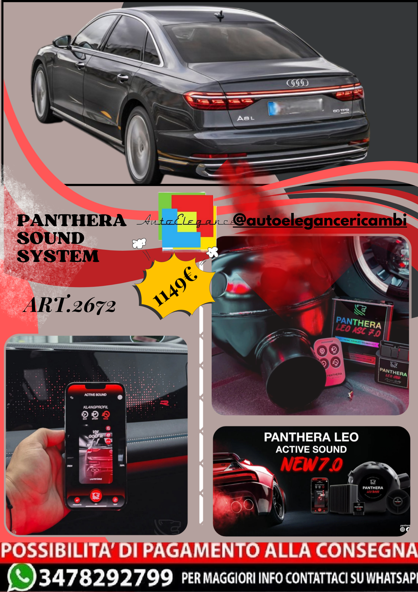 🎀ART.2672 PANTHERA SOUND SYSTEM ADATTO PER Audi A8 L (2022)🎀