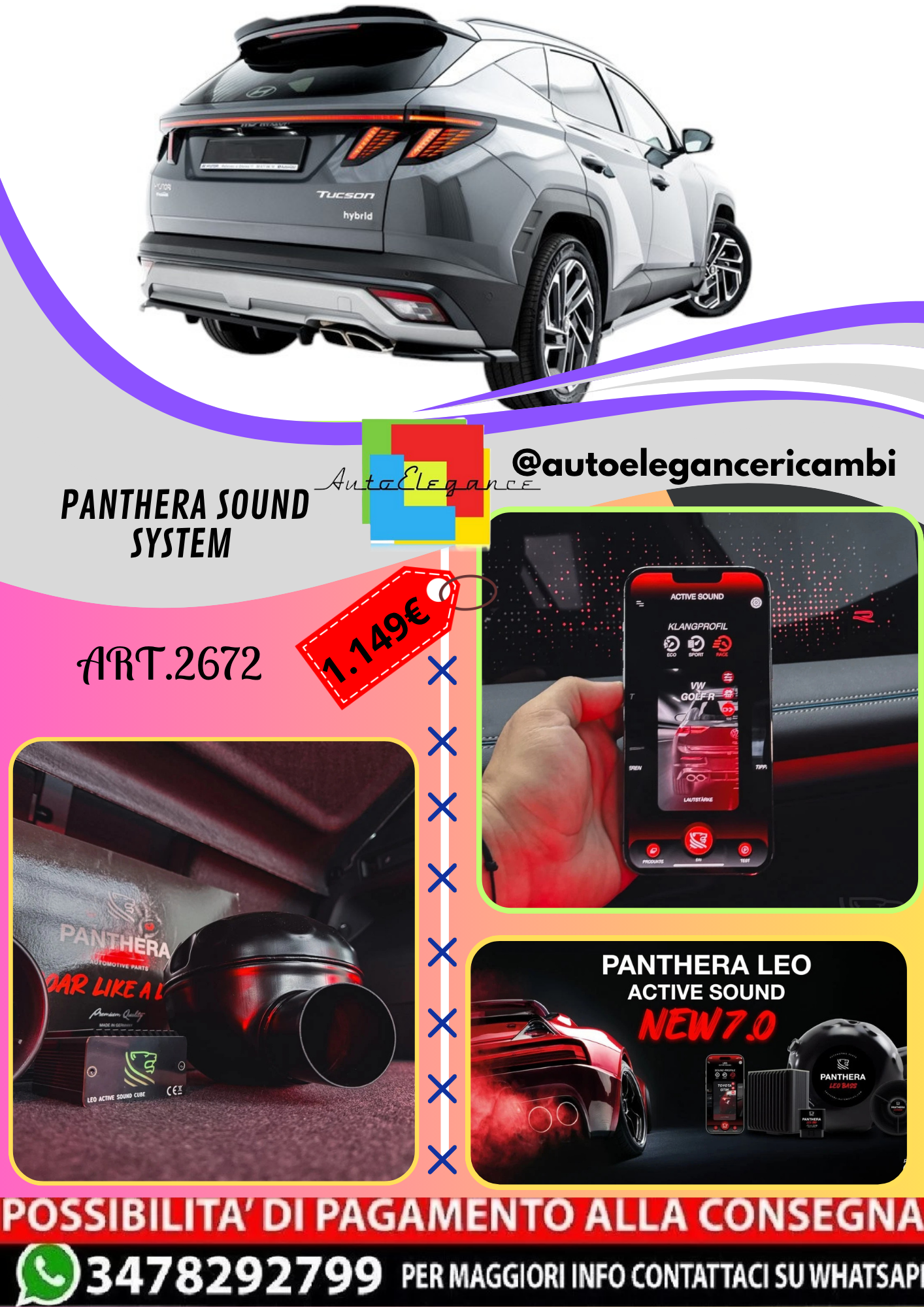 🔥ART.2672 PANTHERA SOUND SYSTEM ADATTO PER HYUNDAI TUCSON Mk4 FACELIFT🔥