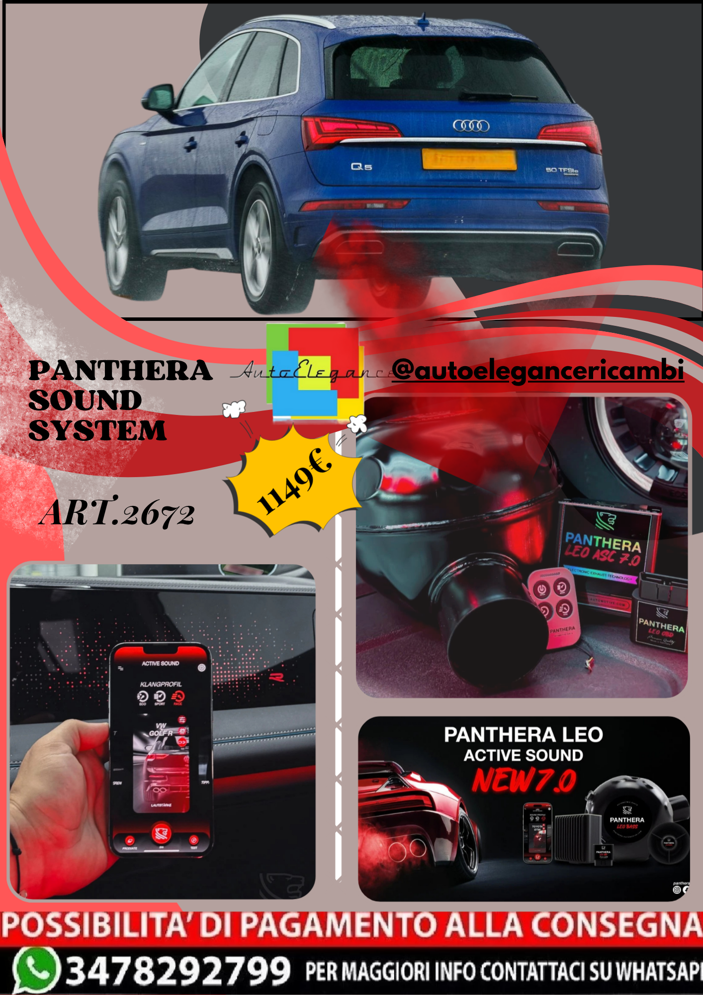 🎀ART.2672 PANTHERA SOUND SYSTEM ADATTO PER  Audi Q5 50 TFSI e (2023)🎀