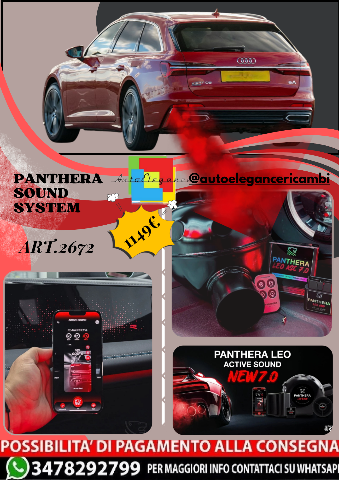 🎀ART.2672 PANTHERA SOUND SYSTEM ADATTO PER Audi A6 Avant 50 TFSI  2023 🎀
