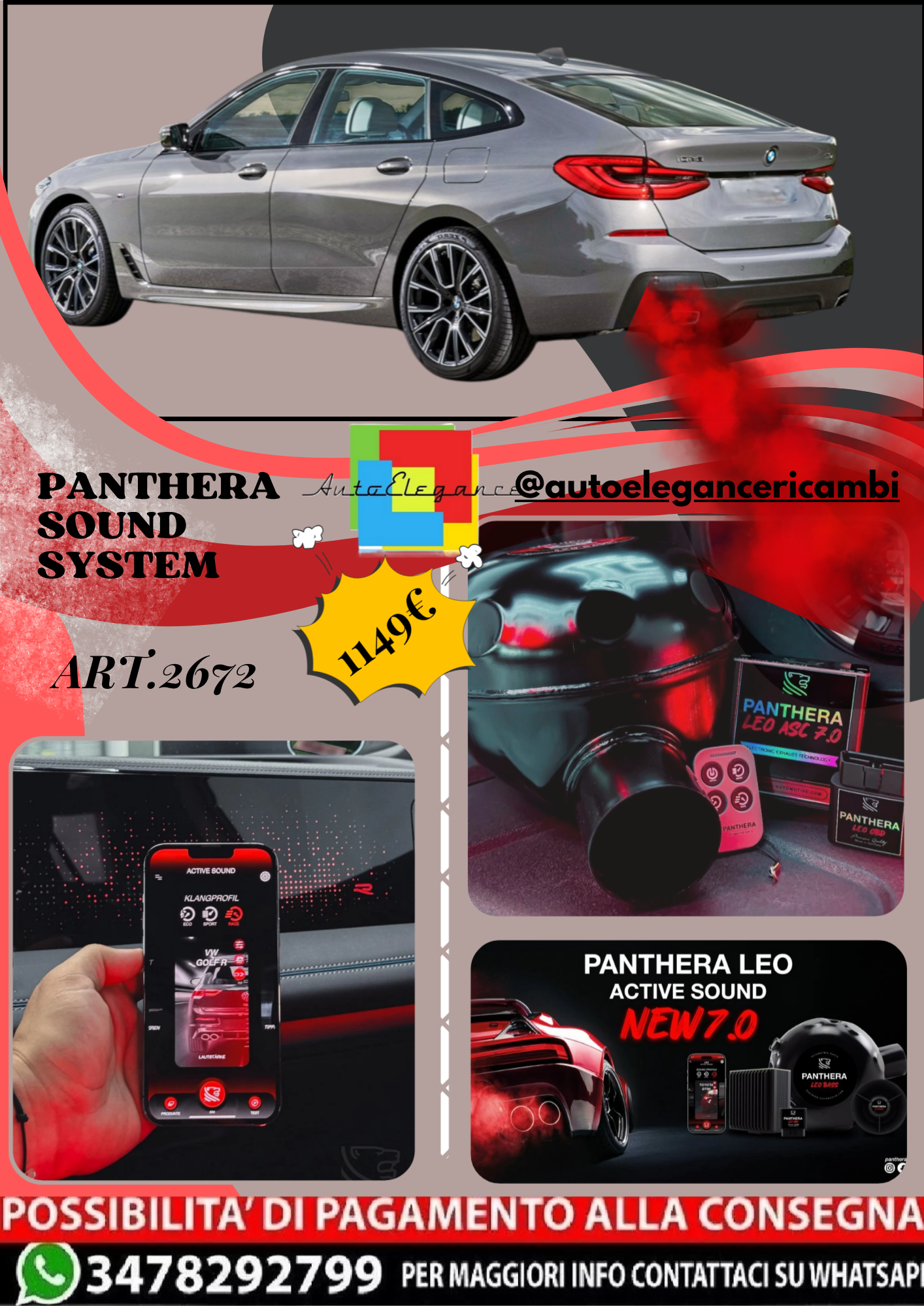🎀ART.2672 PANTHERA SOUND SYSTEM ADATTO PER BMW 6-Series Gran Turismo (2021) 🎀
