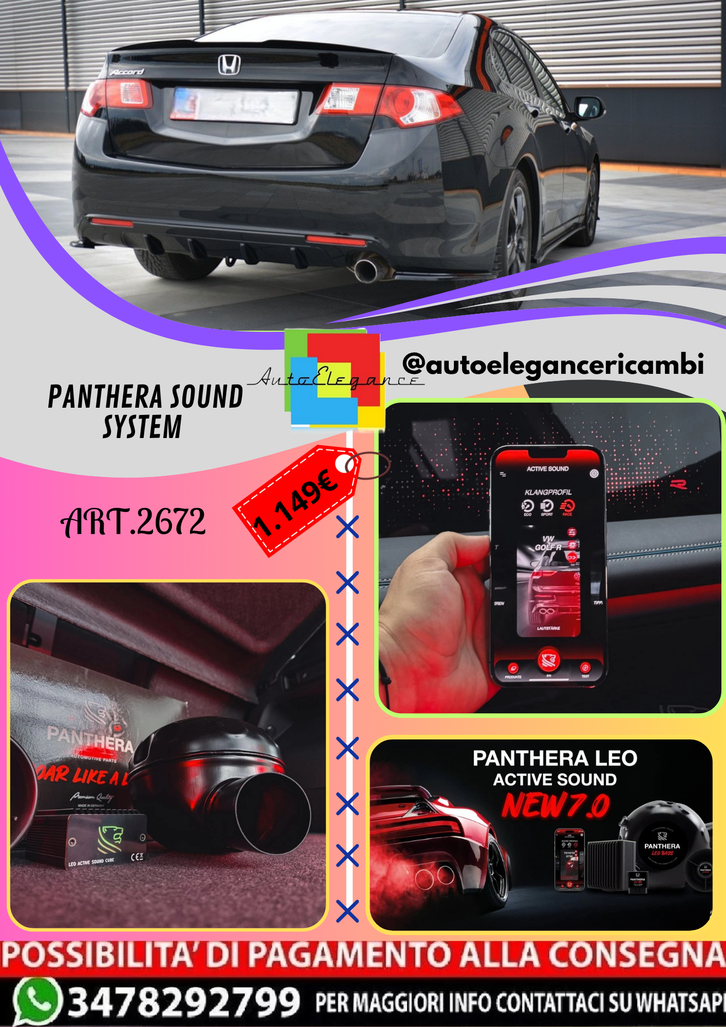 🔥ART.2672 PANTHERA SOUND SYSTEM ADATTO PER HONDA ACCORD MK8🔥