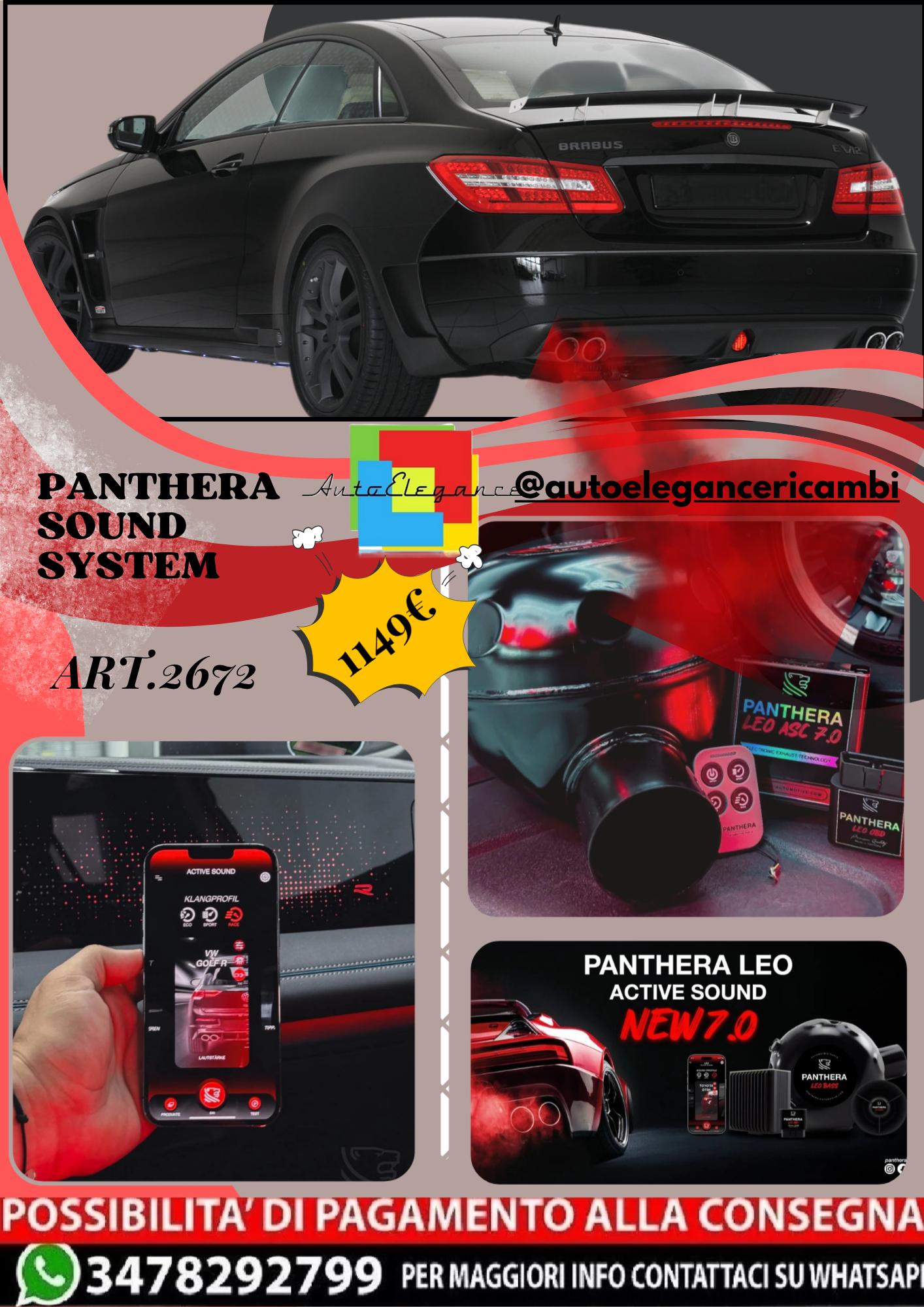 🎀ART.2672 PANTHERA SOUND SYSTEM ADATTO PER Brabus E V12 Coupe (2010)🎀