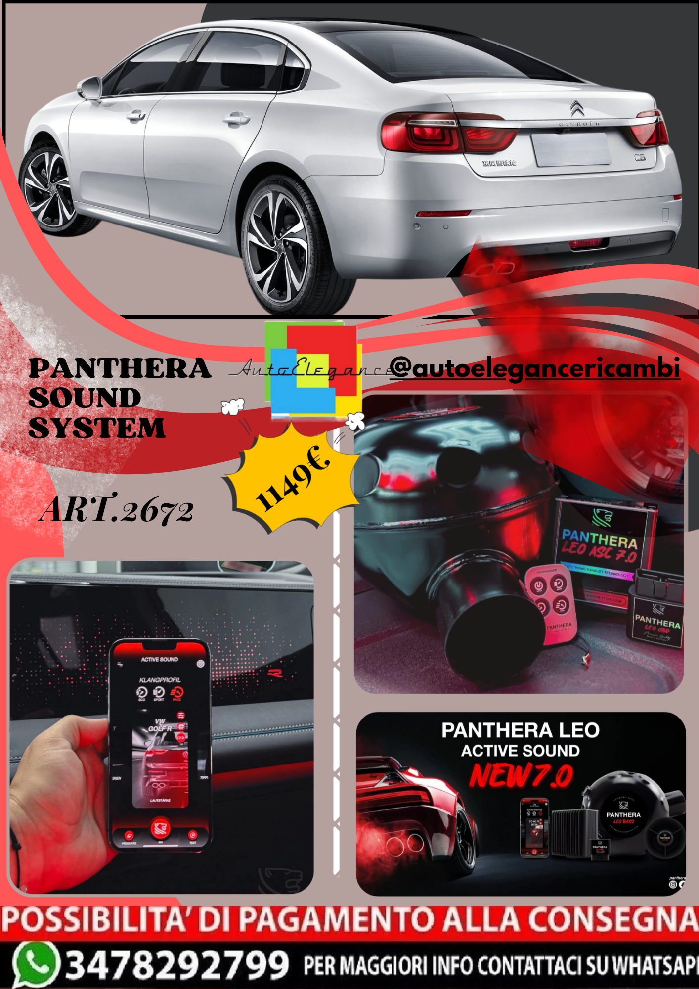 🎀ART.2672 PANTHERA SOUND SYSTEM ADATTO PER Citroen C6 🎀